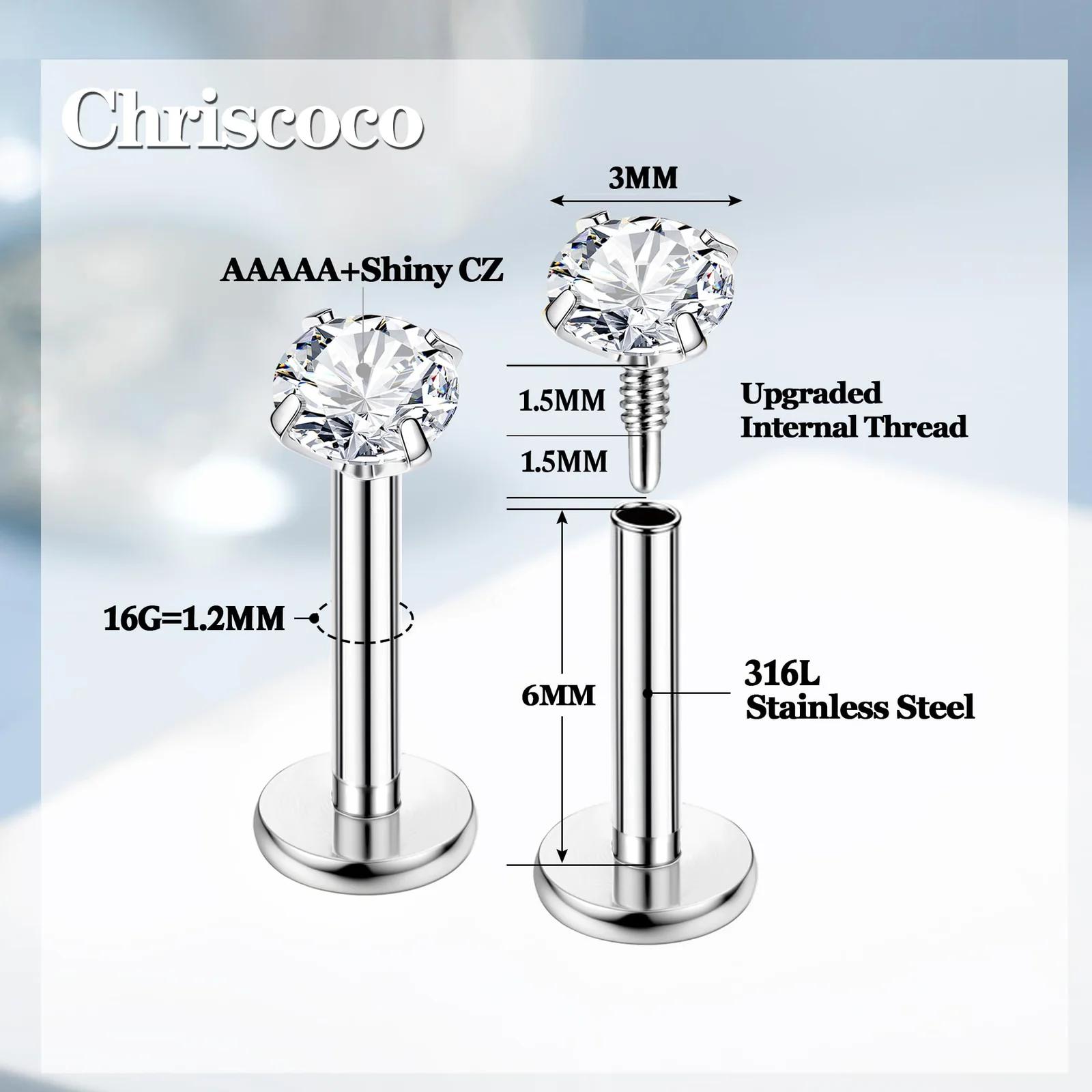 Chriscoco CO-04-P0002-1.2-6-S piercingud – detailne lähivaade