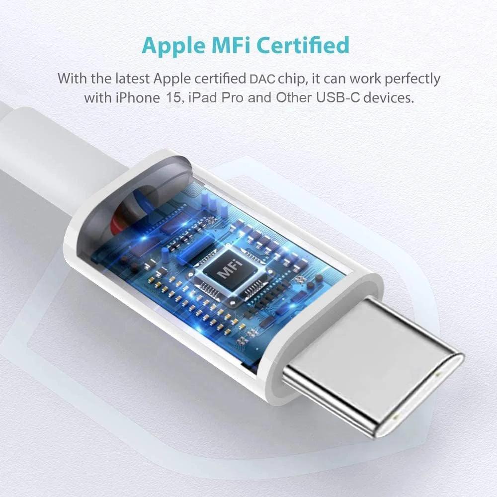 Wahbite USB‑C–3,5 mm AUX‑kaabel — MFi sertifitseeritud – detailne vaade