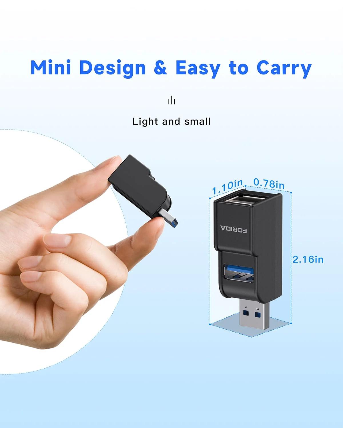 FORIDA kerge ABS USB-hub 3-in-1 — kaasaskantav ja kompaktne – pilt 6