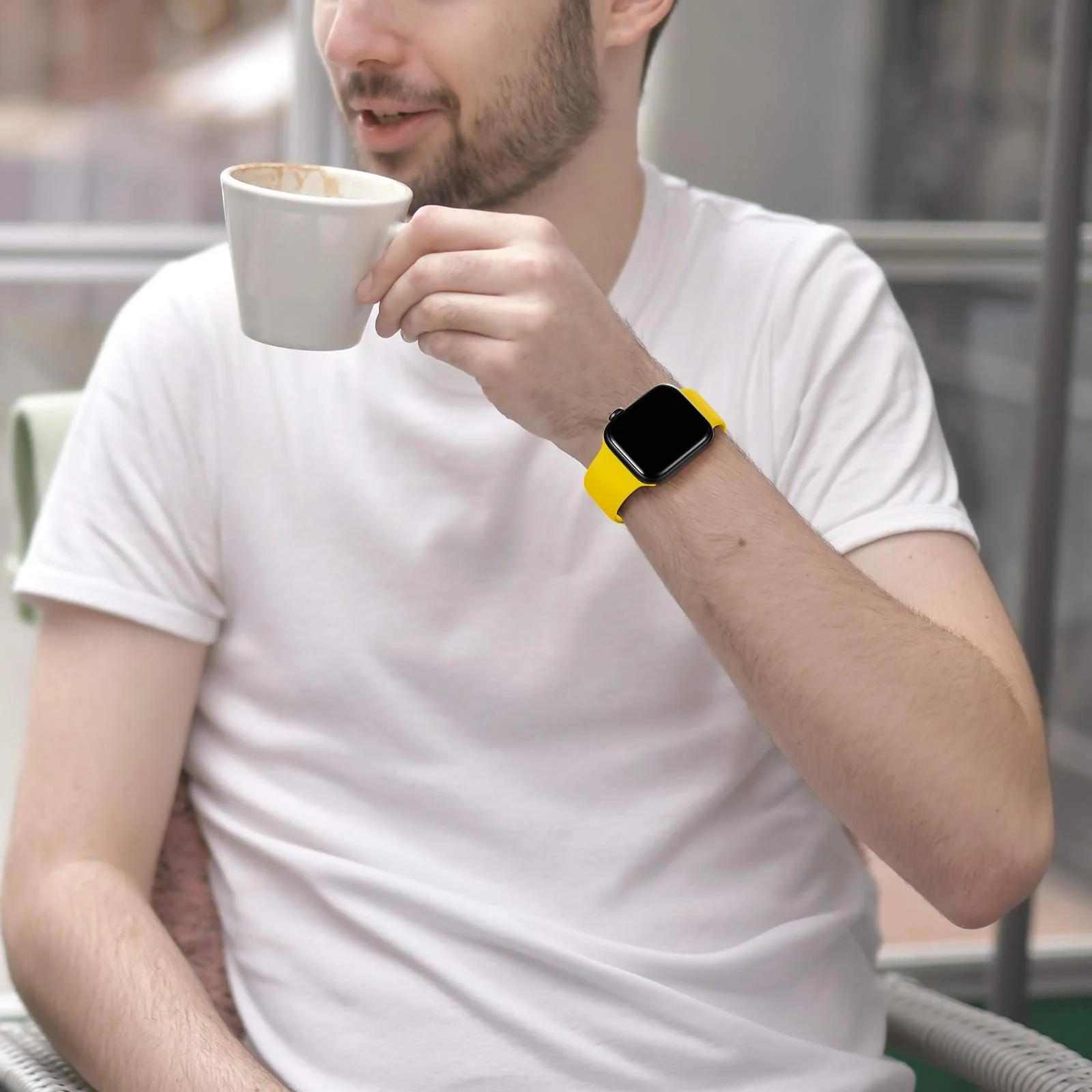CeMiKa pehme silikoonkäepael Apple Watchile – kollane stiil – pilt 7