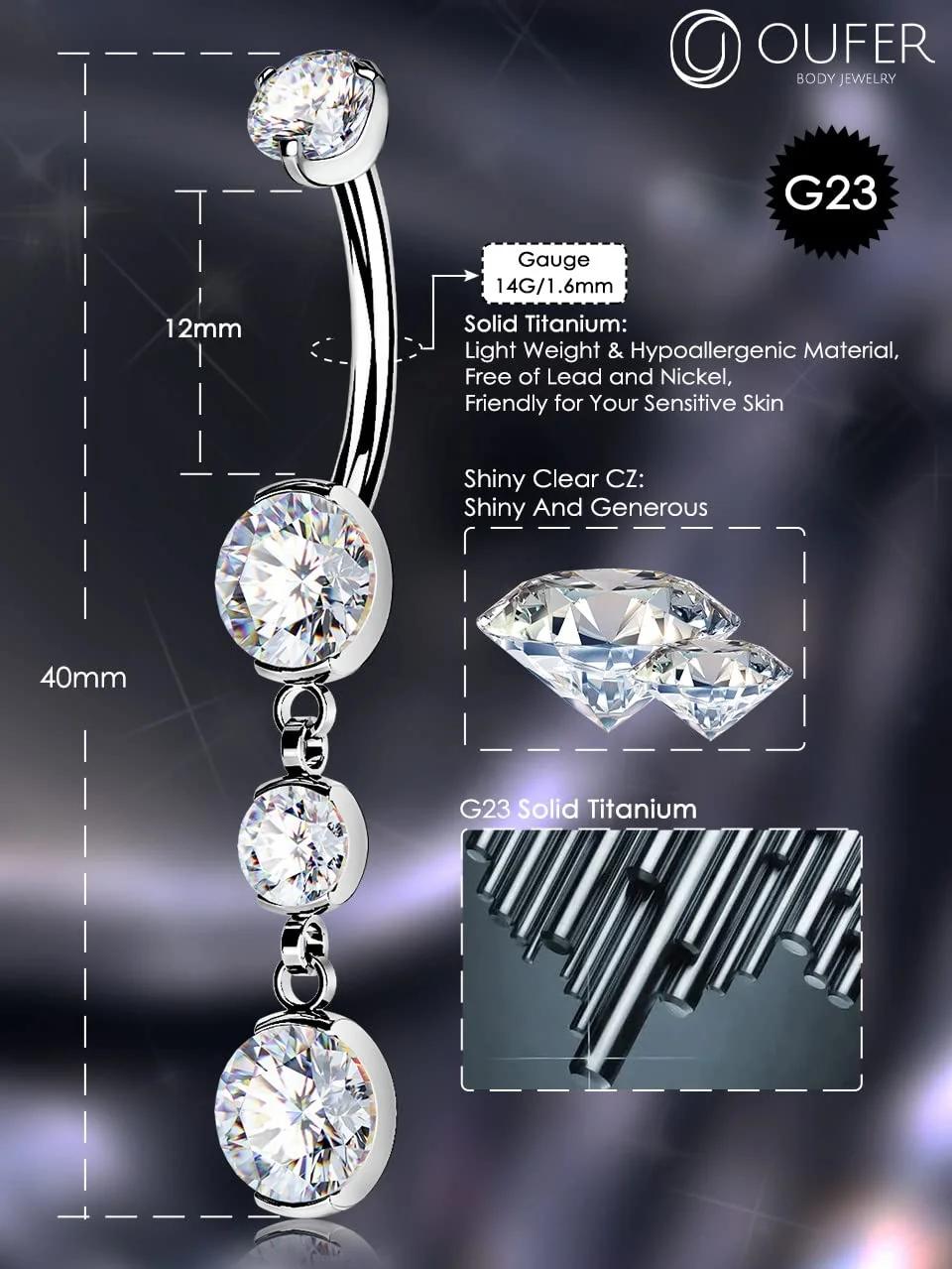 OUFER Body Piercing titaani 12mm nabasõrmus – hüpoallergeenne – lisavaade