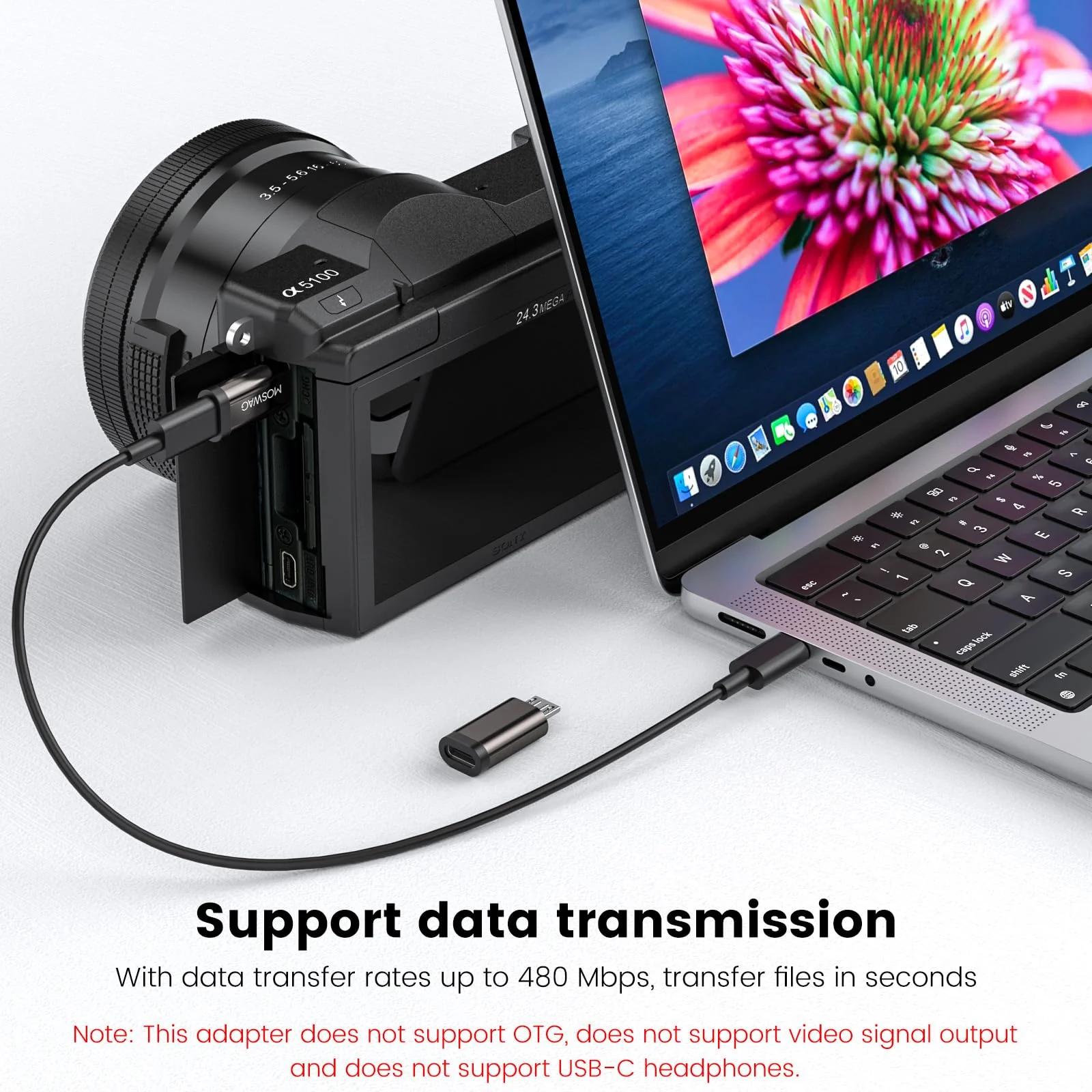 MOSWAG vastupidav alumiiniumist USB‑C–Micro adapter – kasutusnäide