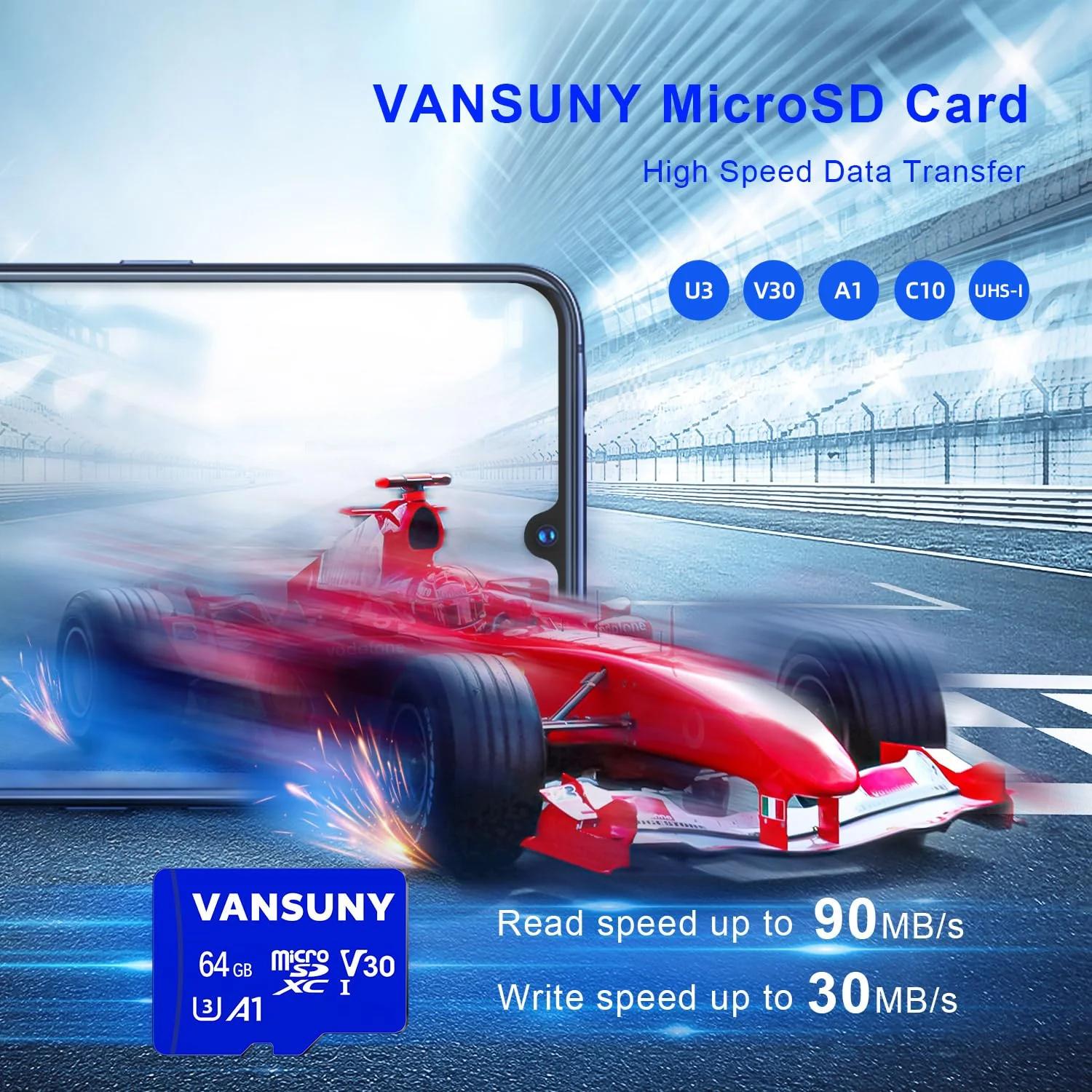 Vansuny kiire 64GB microSD kaart – usalduslik salvestus – detailne vaade