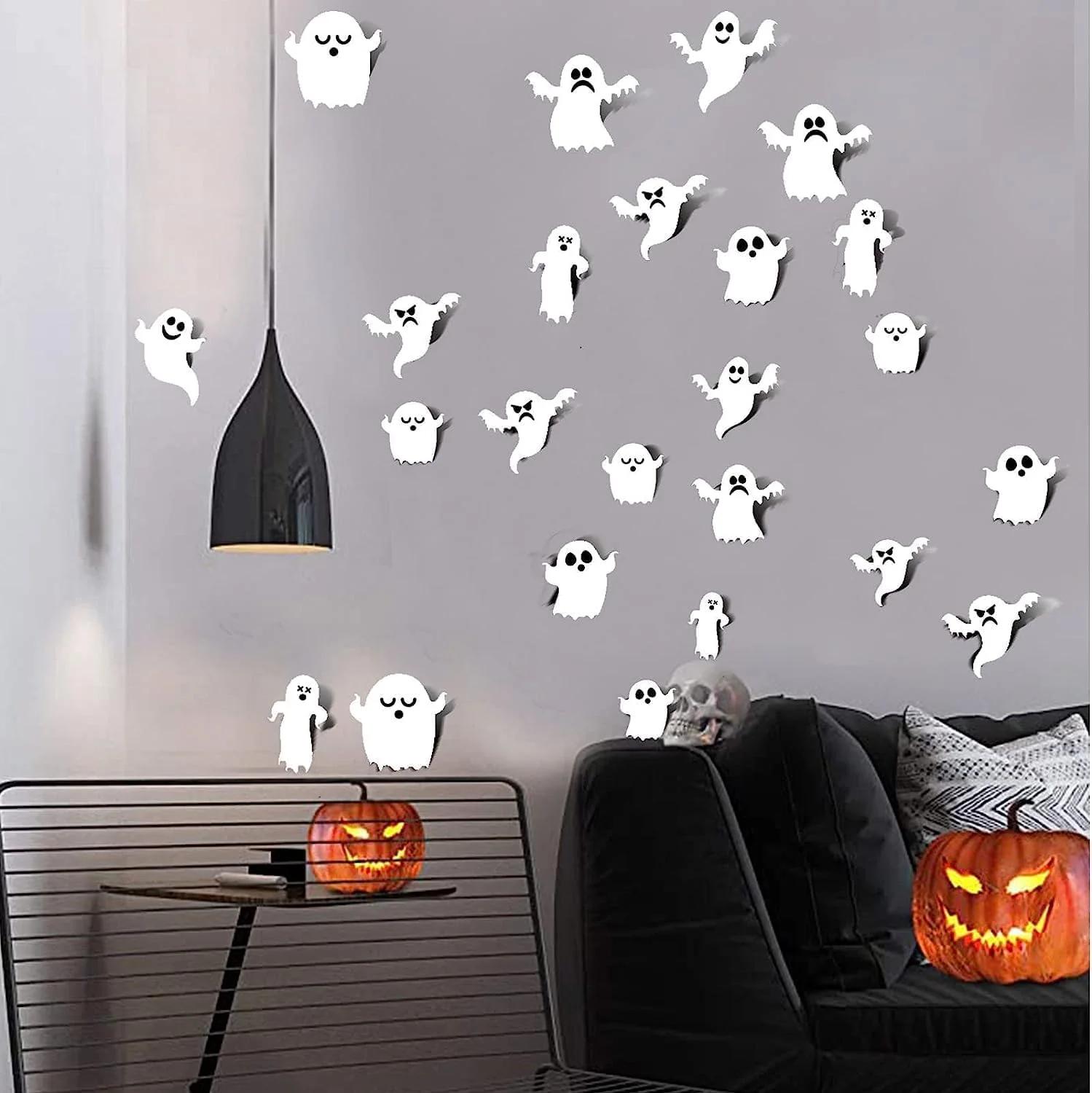 Sinekong PVC Halloween-ümbrise 63osaline seina- ja aknaehe – kasutusnäide