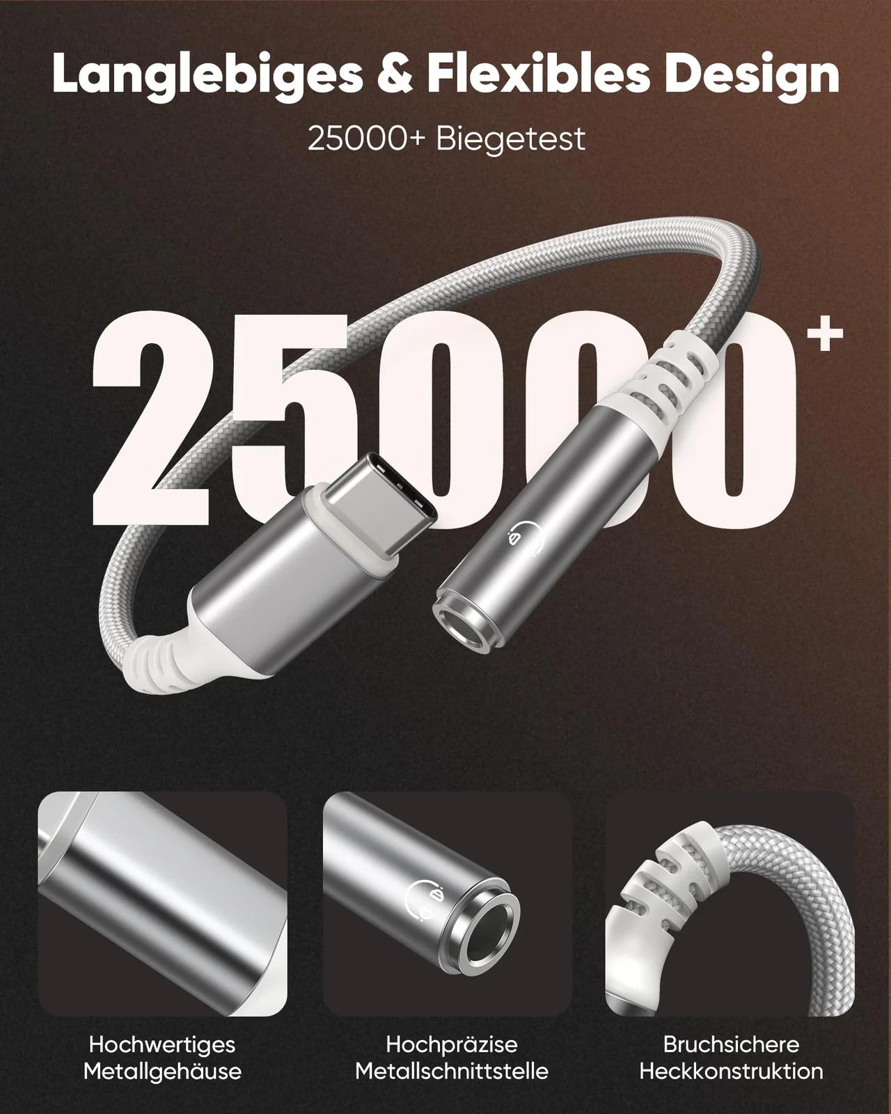 Highwings vastupidav USB-C–3,5mm adapter helikvaliteediga – pilt 6