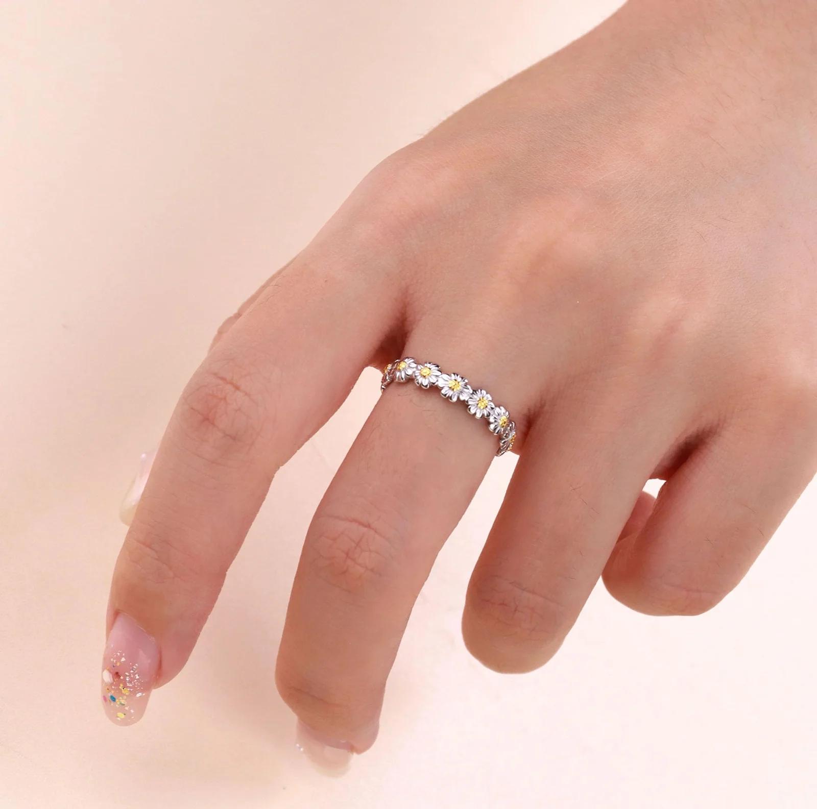 Adramata sterling‑hõbe gänseblümring – õrn kingitus – lisavaade