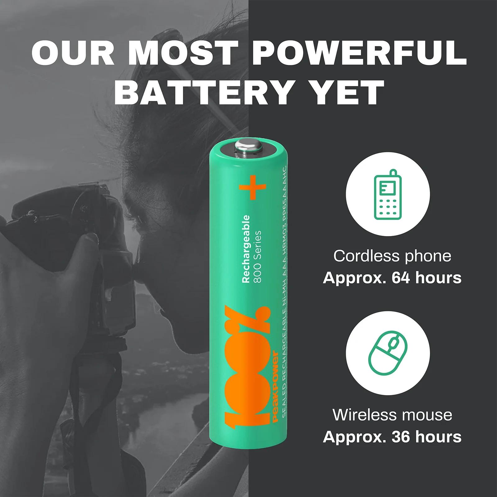 100% PeakPower NiMH AAA akud 1,2V – pika tööajaga 8 tk – kasutusnäide