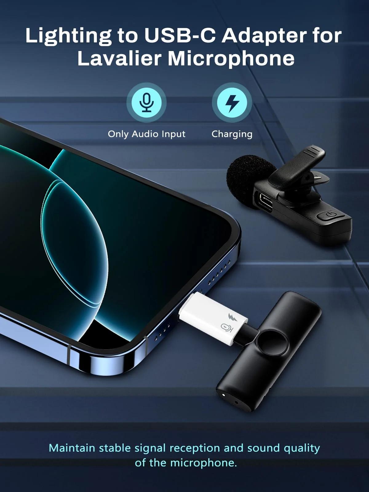 TiMOVO kerge alumiiniumist USB‑C–Lightning adapter mikrofonidele – detailne vaade