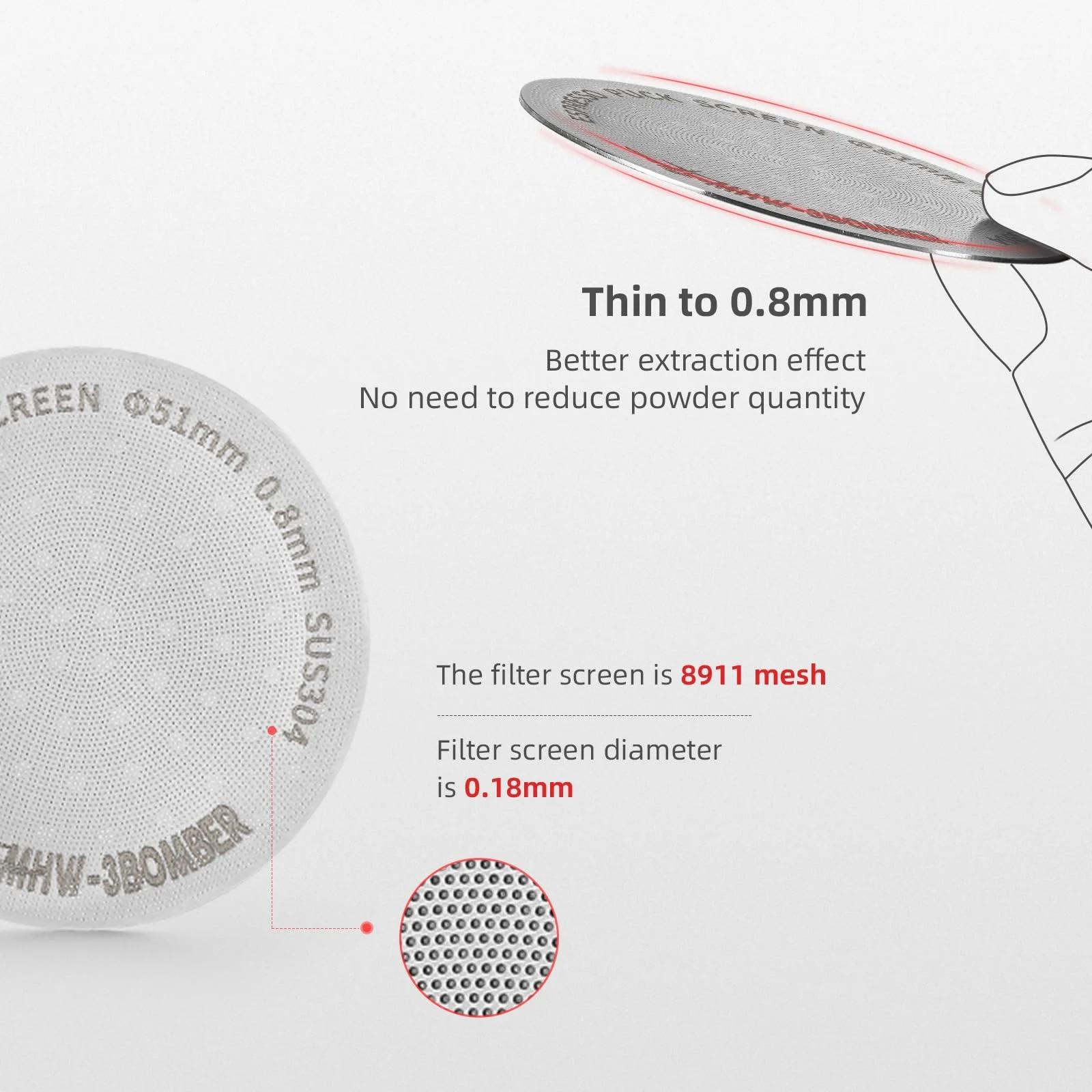 MHW-3BOMBER roostevaba espresso puck screen — parem ekstraktsioon – pilt 6
