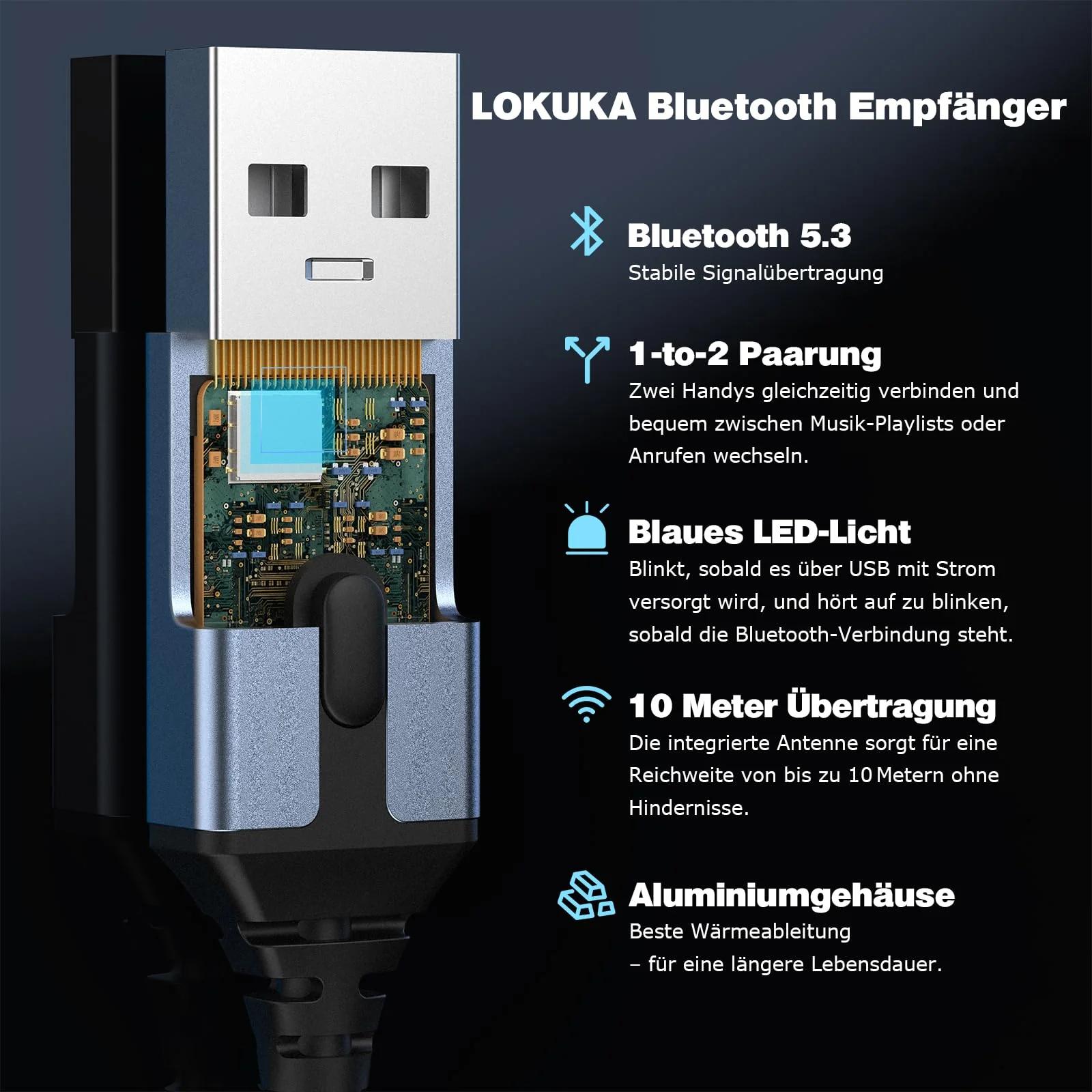 LOKUKA vastupidav Bluetooth-AUX adapter autole ja kõlarile – pakend ja tarvikud