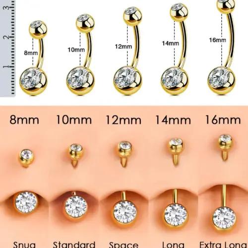 OUFER UK-TNR007-Gold-10mm piercingid – detailne lähivaade