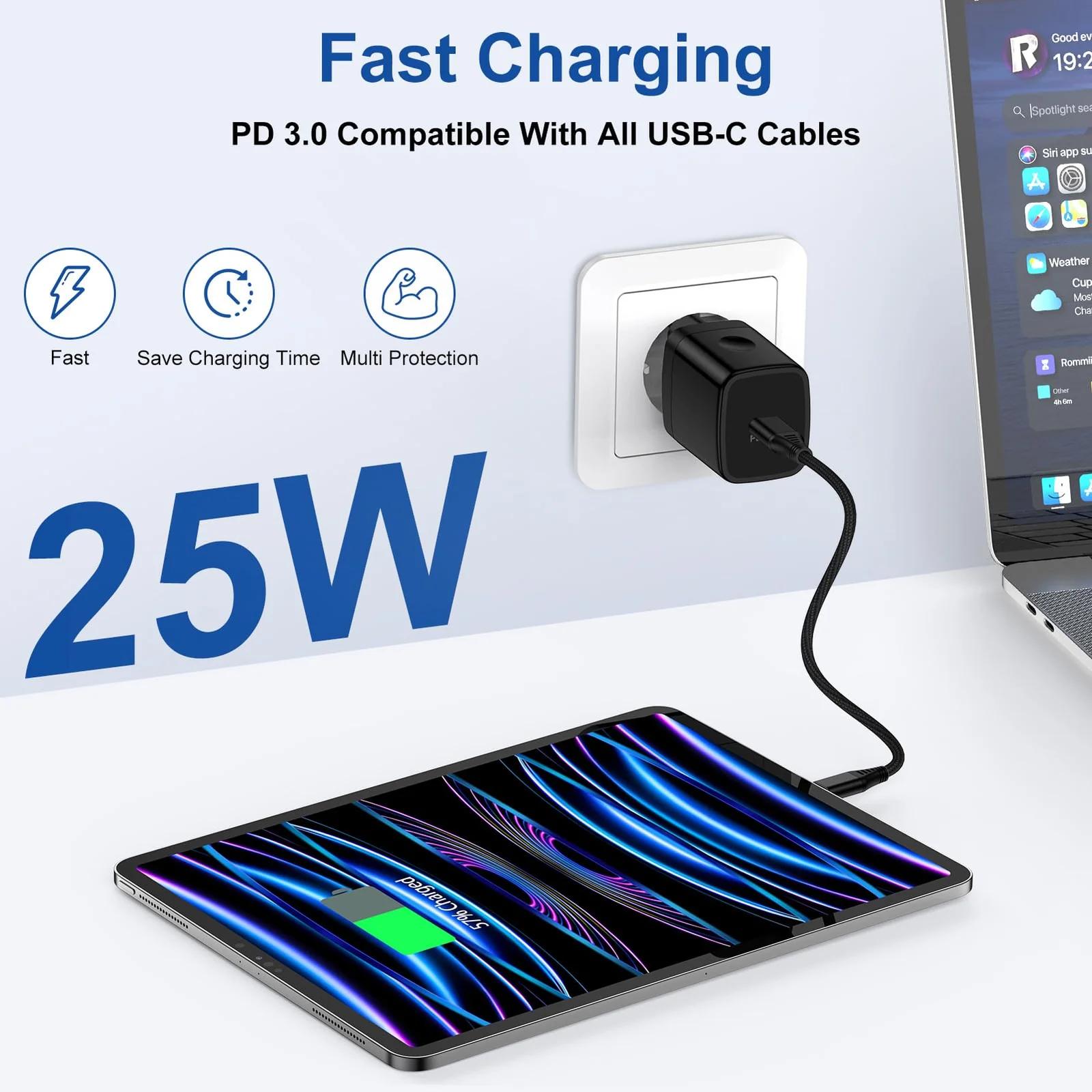 GiGreen kompaktne 25W USB‑C laadija – turvaline reisiadapter – lisavaade