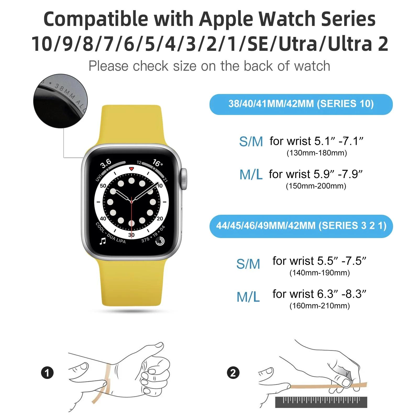 CeMiKa pehme silikoonkäepael Apple Watchile – kollane stiil – lisavaade