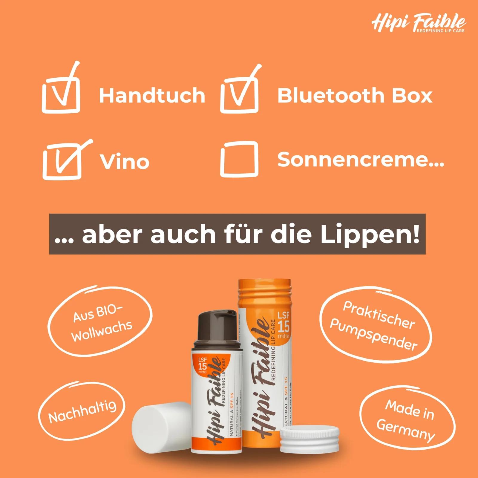 HIPI FAIBLE naturaalne huulepalsam SPF15 — kaitsev ja hooldav – lisavaade