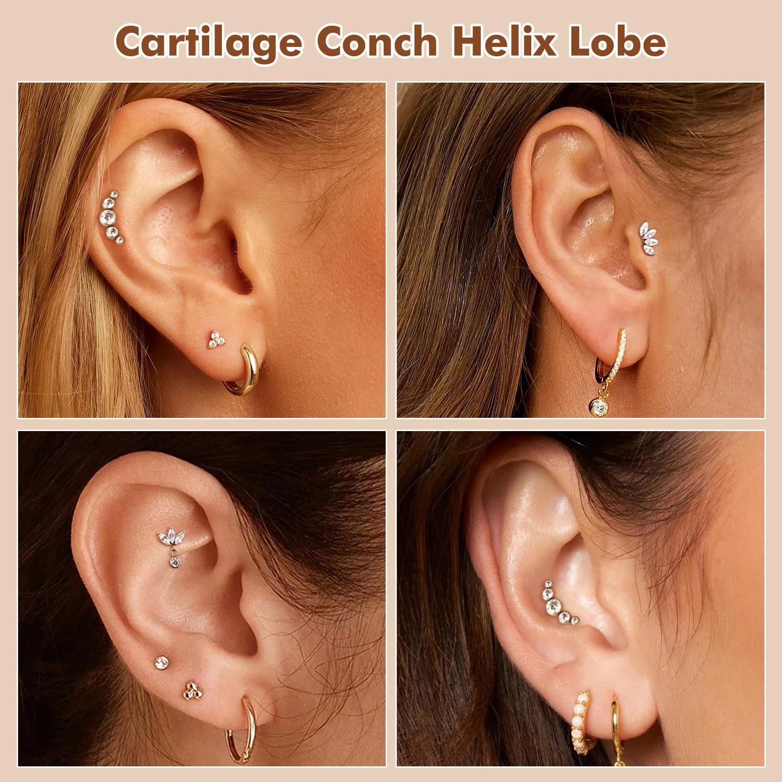 ESHIONER hüpoallergeenne titanist conch/helix piercingu komplekt – kasutusnäide