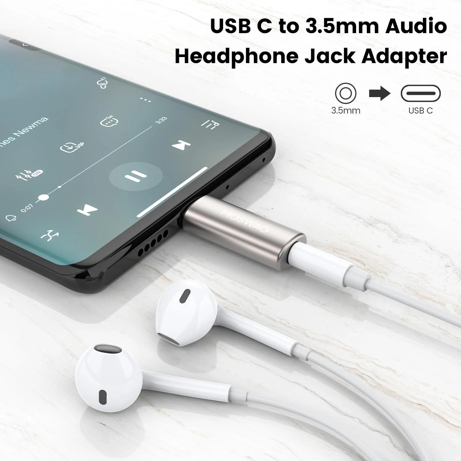 MOSWAG vastupidav USB-C–3,5 mm audioadapter rikkaliku – detailne vaade