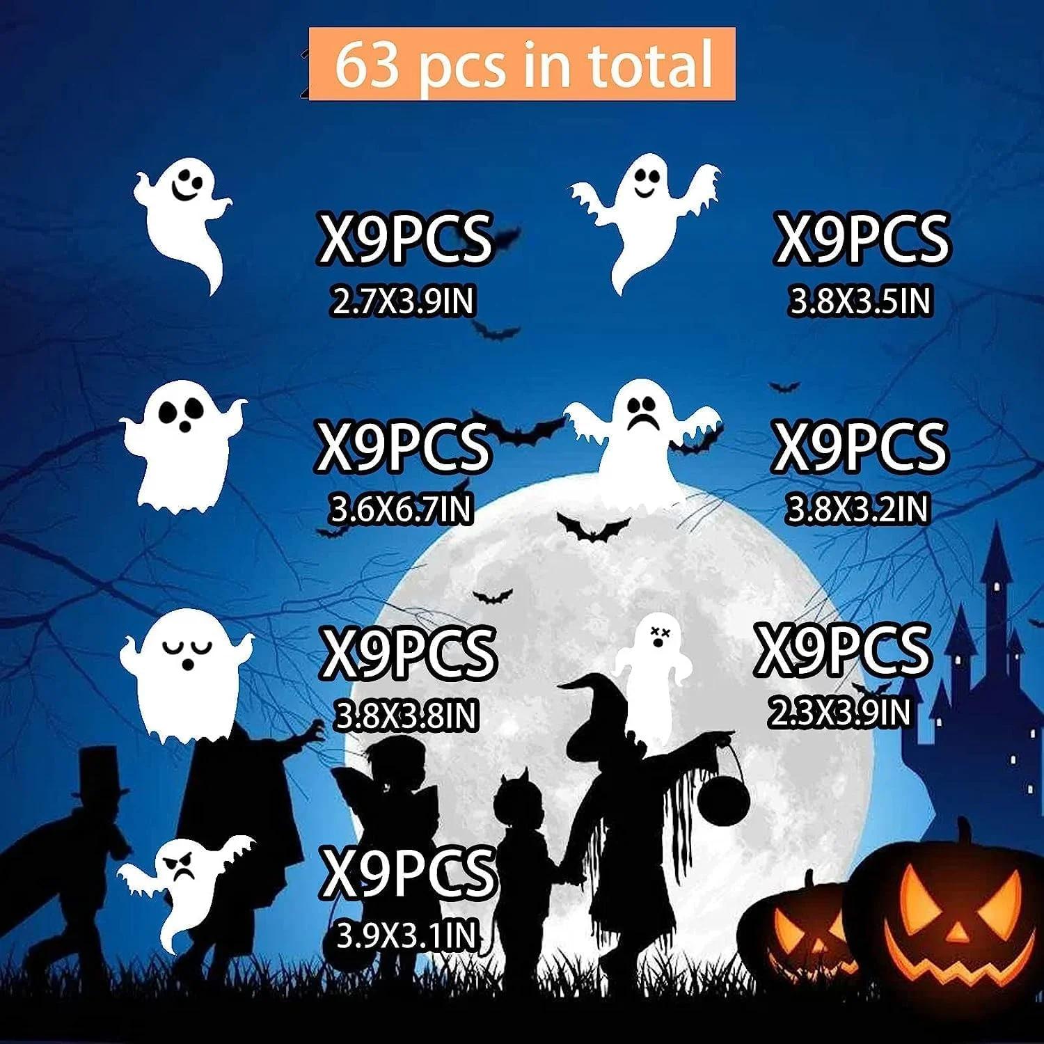 Sinekong PVC Halloween-ümbrise 63osaline seina- ja aknaehe – detailne vaade