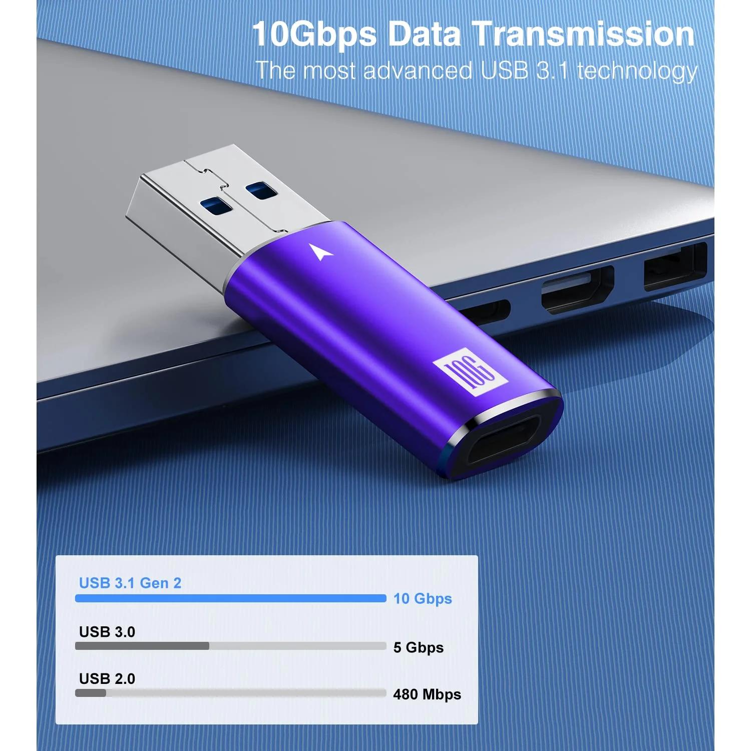 ANDTOBO vastupidav USB-A–C adapter kahepakis, kiire ülekande – pakend ja tarvikud