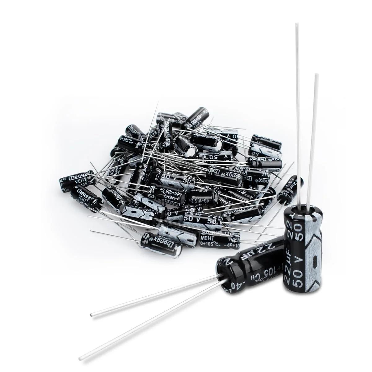 Innfeeltech alumiiniumkondensaator 22µF 50V – komplekt 50 tk