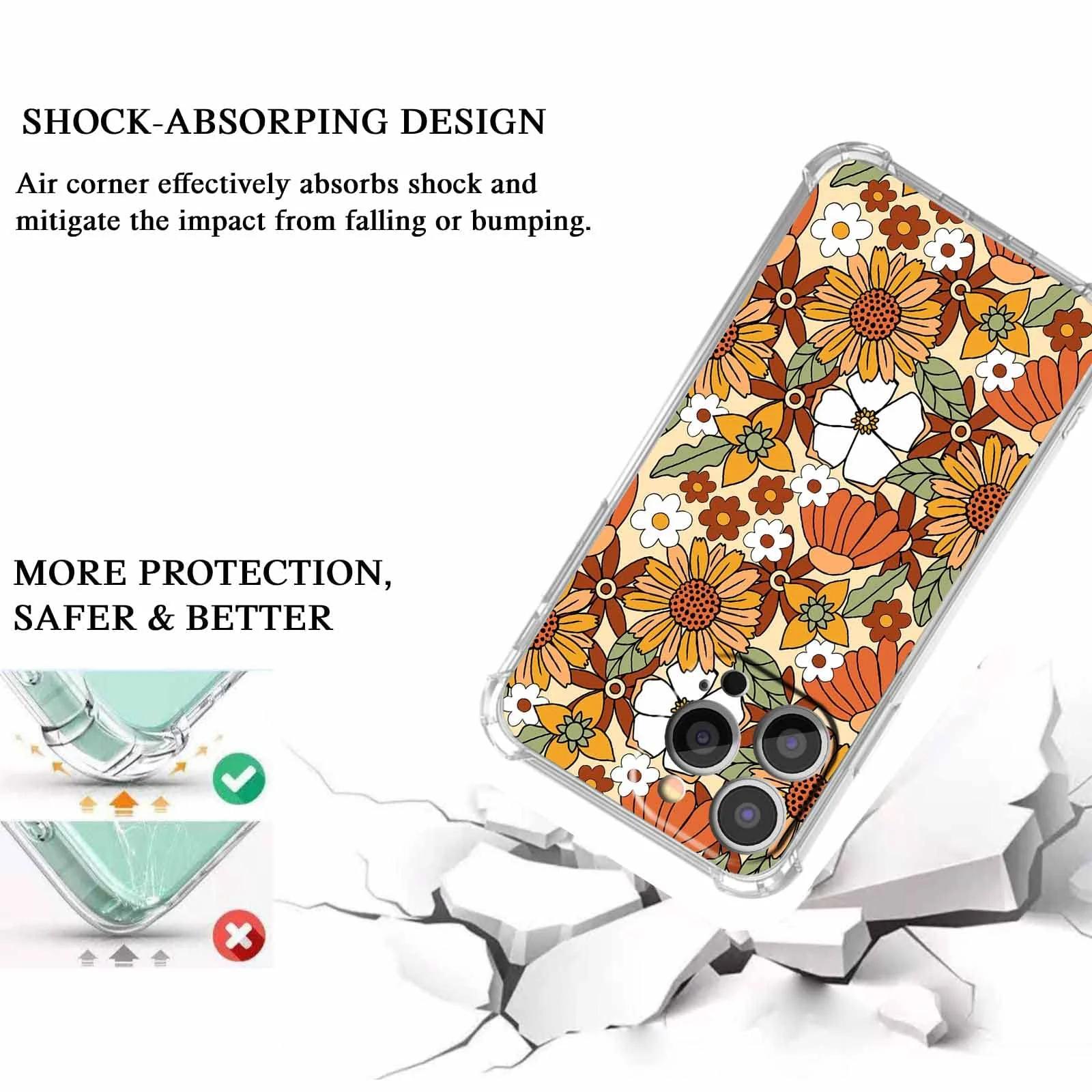 Vesidurt pehme TPU kaitseümbris iPhone 13 Pro — retro lilled – pakend ja tarvikud