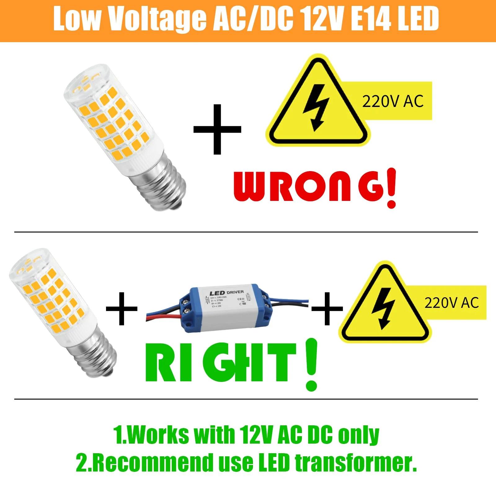 ZHENMING energiasäästlik E14 LED 12V pirn – soe valgus – lisavaade
