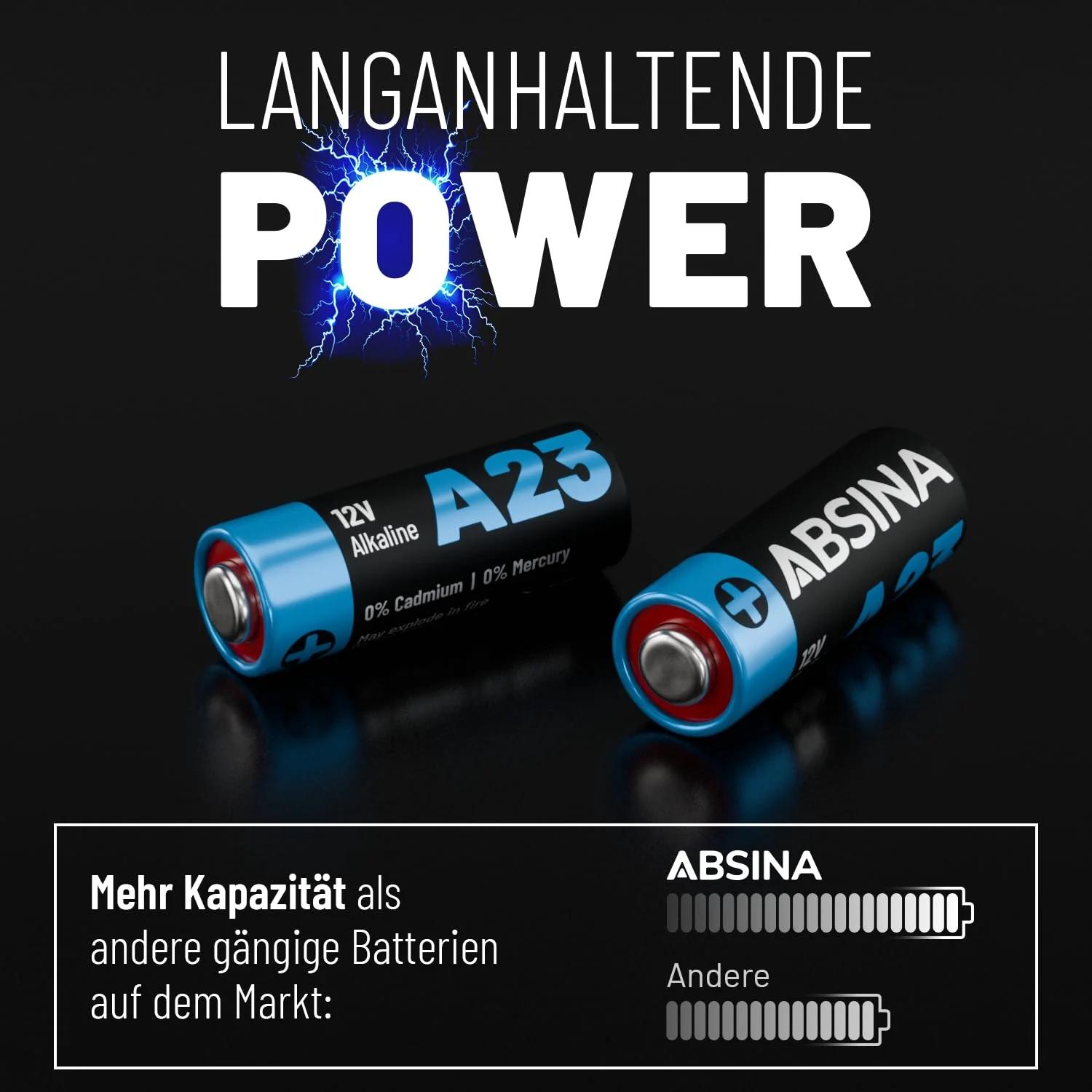 ABSINA A23 12V alikaliumpatareid – pika elueaga komplekt – lisavaade