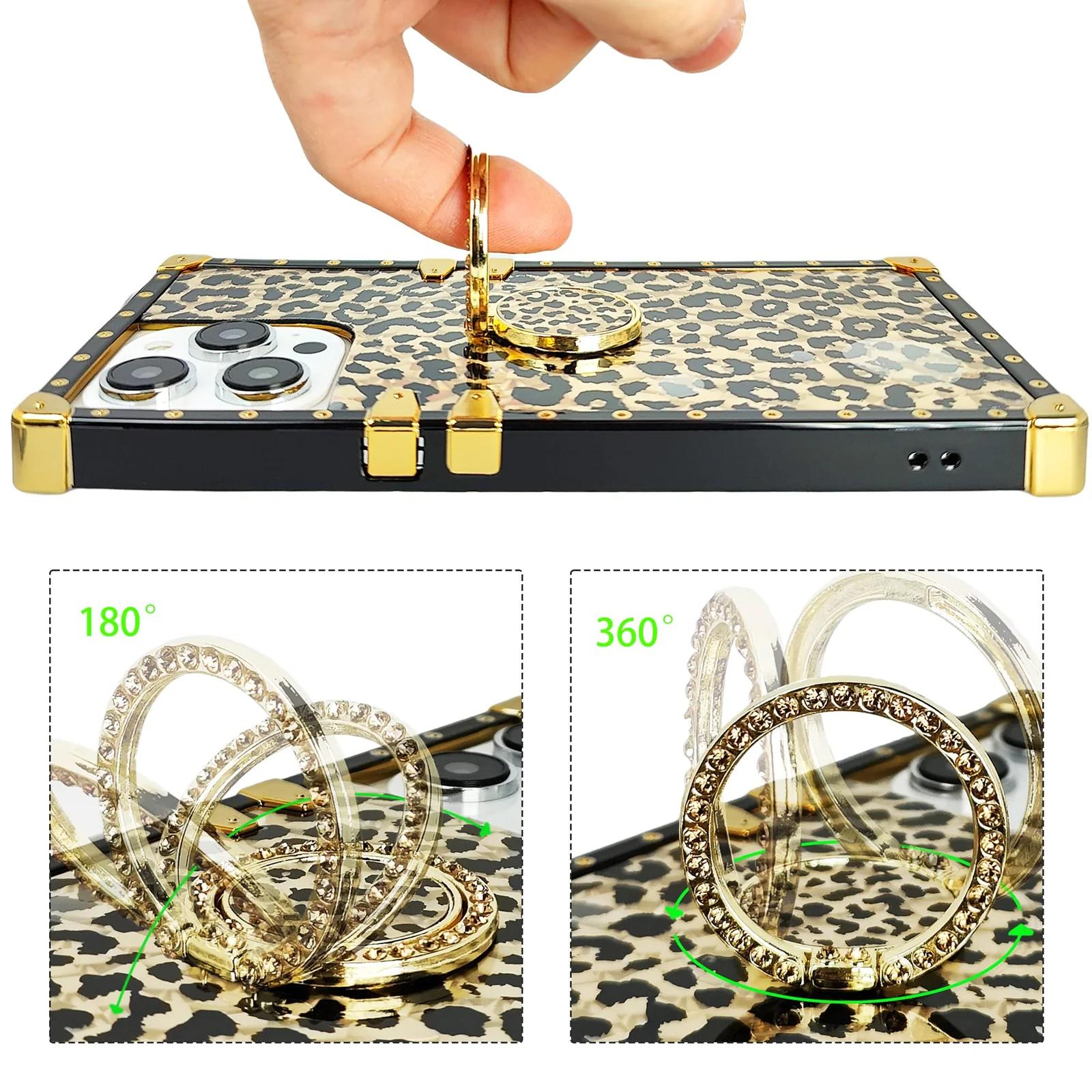 DMaos kuldne leopard-ümbris iPhone 15 jaoks, bling-kaitse – lisavaade