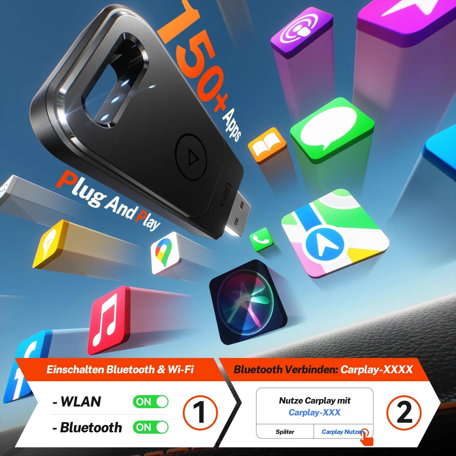 Cleviton juhtmevaba CarPlay adapter — kiire ja kompaktne lahendus – lisavaade