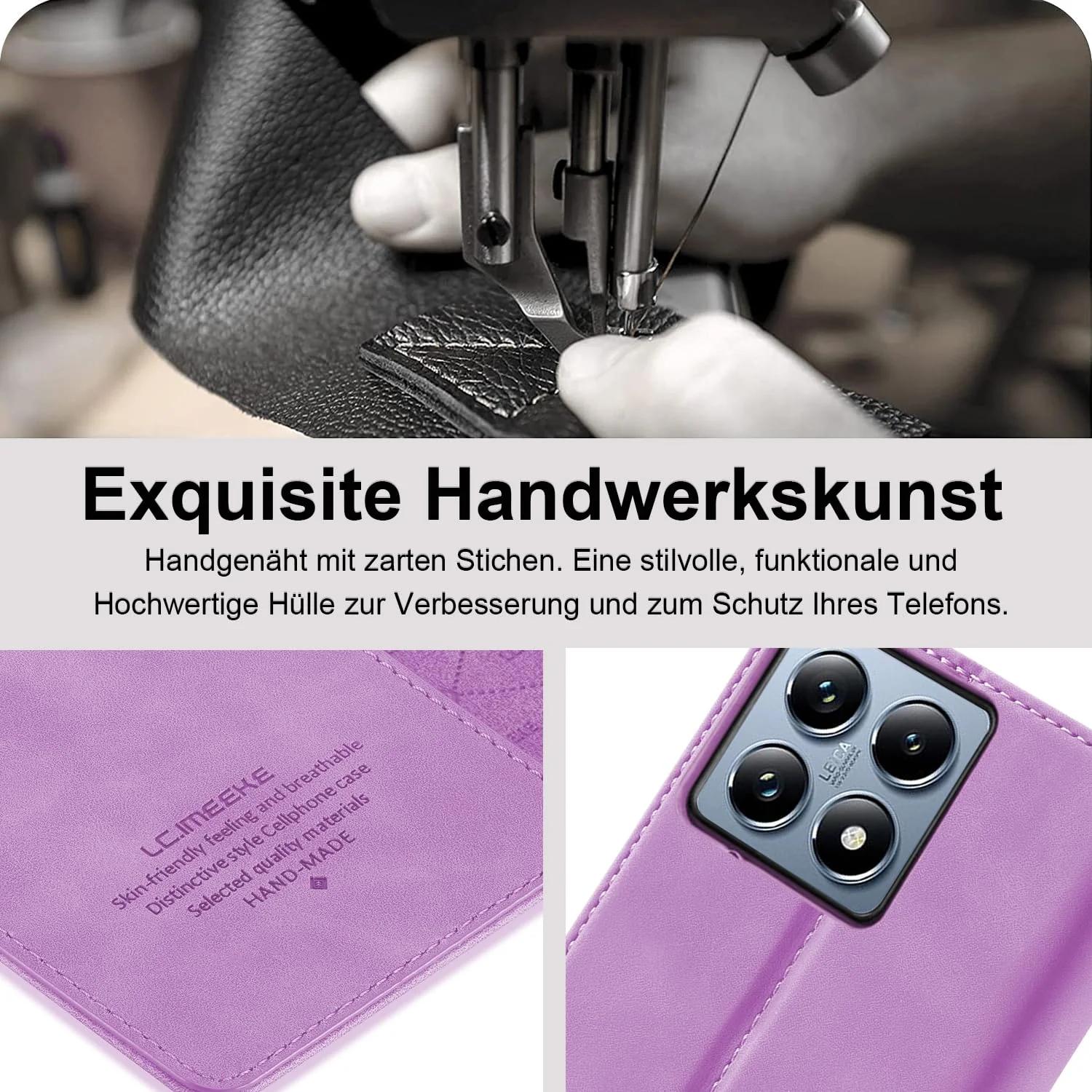 Ailicici nahkne kaitsekott Xiaomi 14T Pro — rahakotiga praktiline – detailne vaade