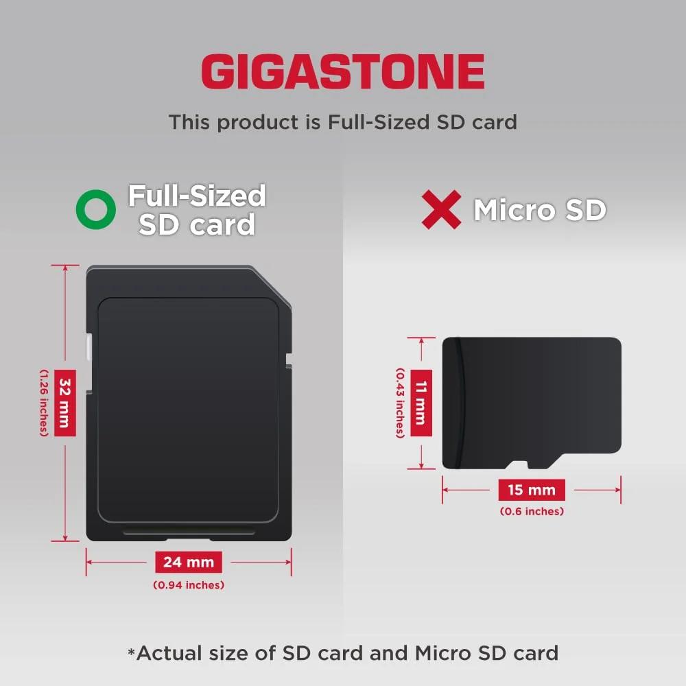 Gigastone vastupidav 128GB SDXC kaardiga 4K salvestus – pakend ja tarvikud