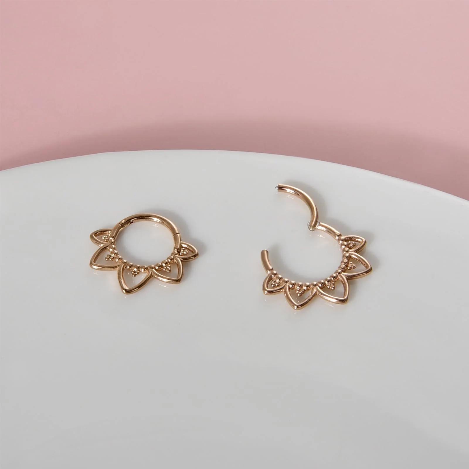 Lantine roosakuldne 16g lotus septum — nahasõbralik stiil – pilt 6