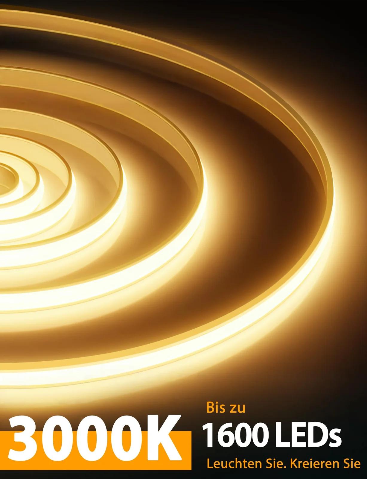 Lamomo soe COB LED-riba 5m, veekindel ja dimmitav – pakend ja tarvikud