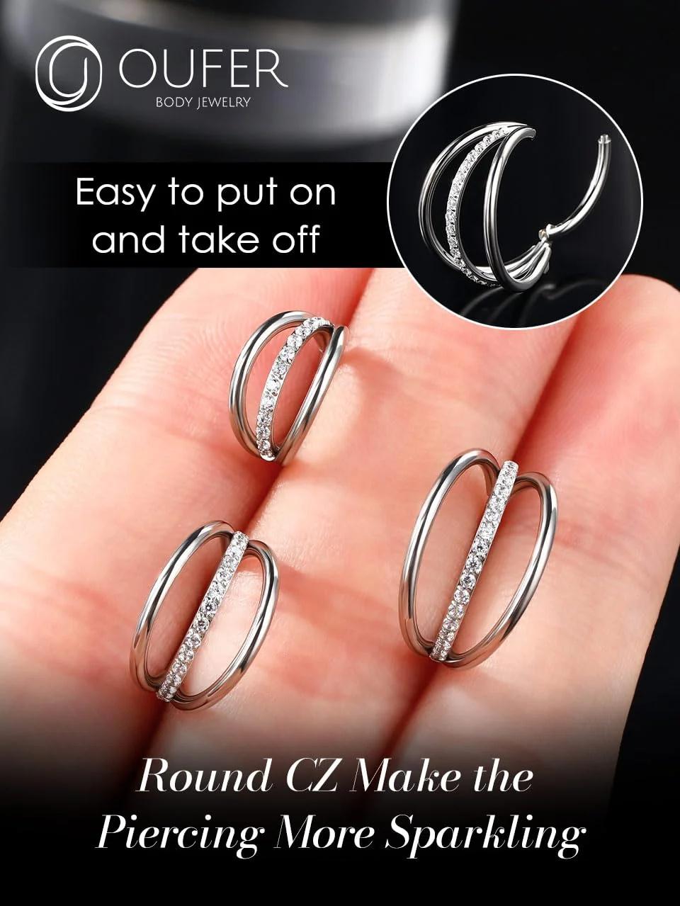 OUFER Body Piercing 316L helix hoop — hüpoallergeenne stiilne – kasutusnäide