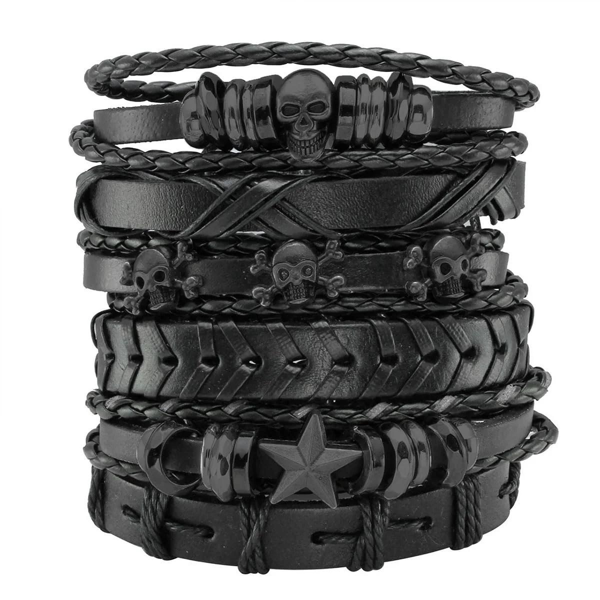 Eigso nahkne punk-käevõru komplekt — vintage stiil kingituseks