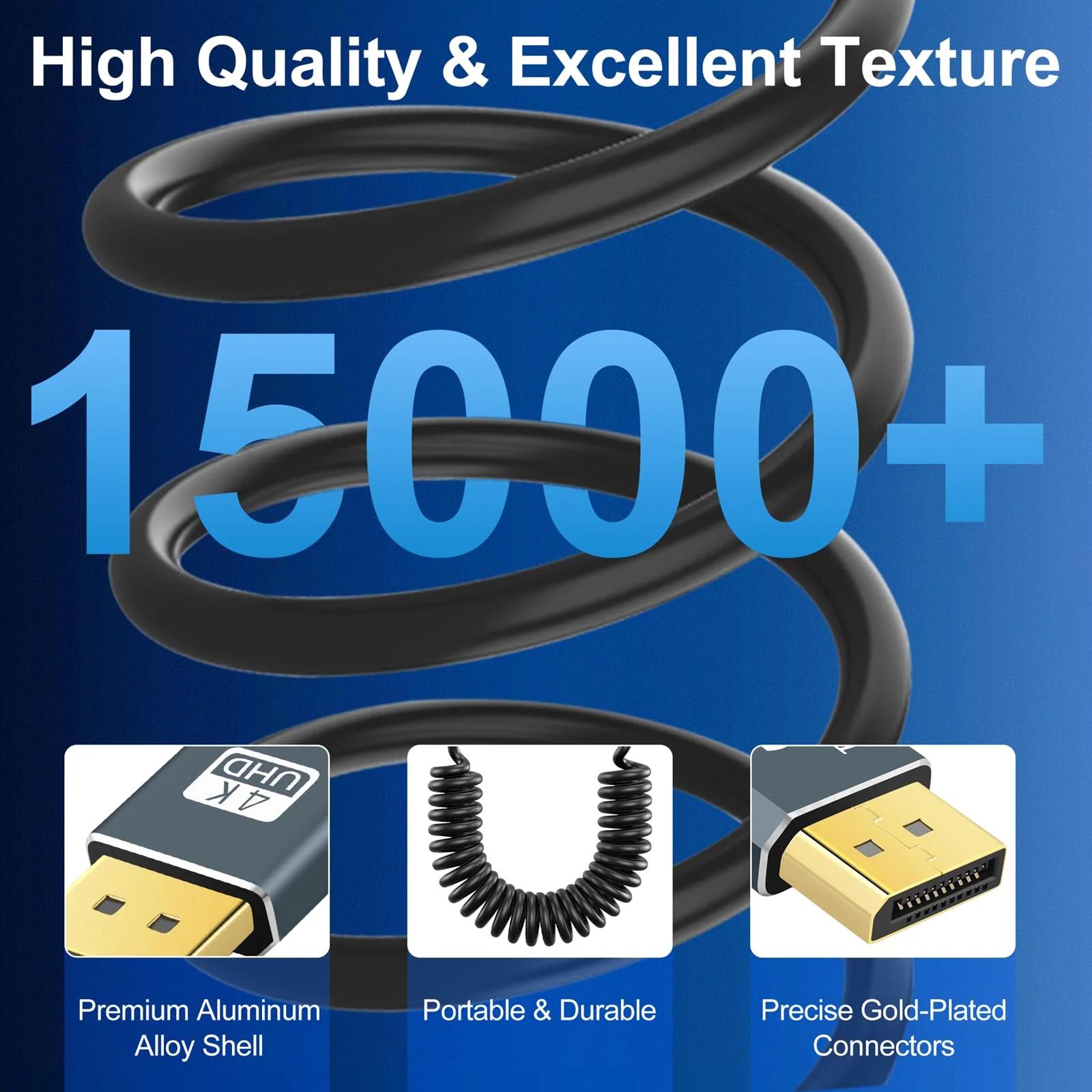 Thzzhnno painduv DisplayPort spiralkabel 1 m – 4K@60Hz – pilt 6