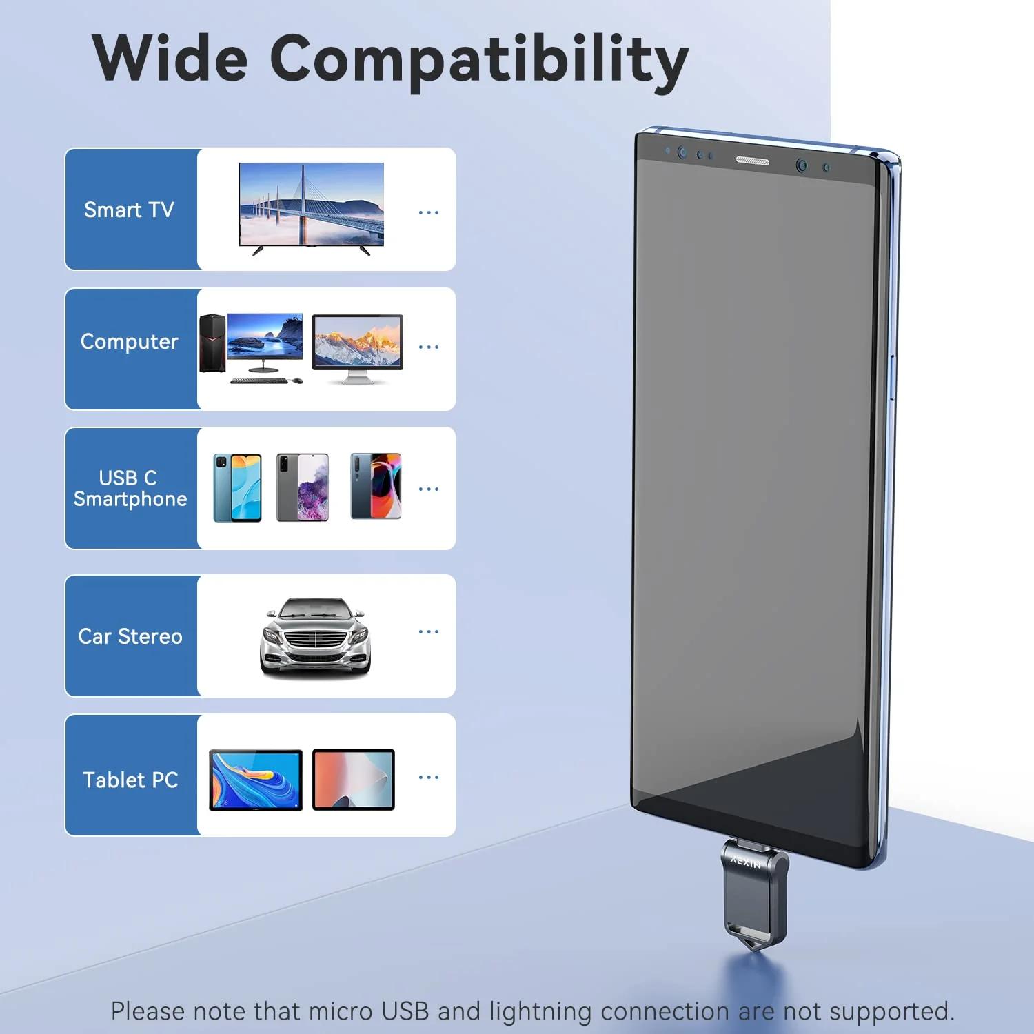 KEXIN vastupidav USB-C mälupulk 64GB – OTG ja kiire – pakend ja tarvikud