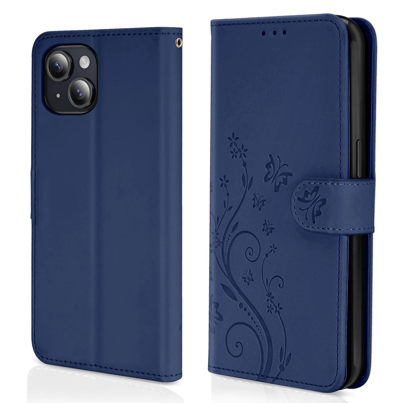 AROYI PU-nahast klapiga kaitseümbris iPhone 13/14, sinine – pilt 6