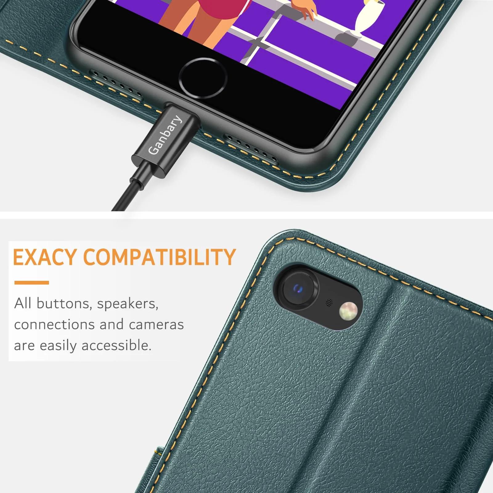 Ganbary premium nahkkate iPhone SE jaoks — tumeroheline – pilt 7
