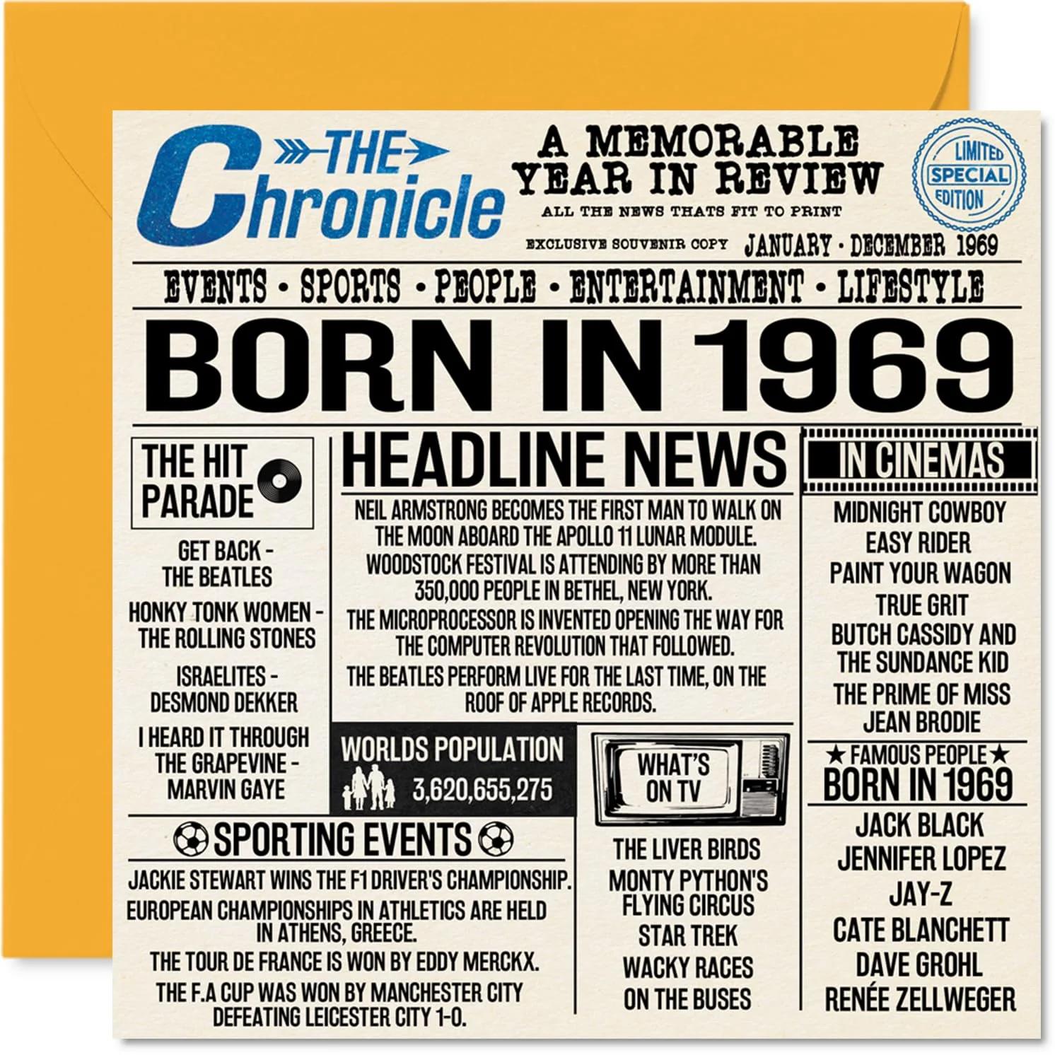 Stuff4 GCARD-145-BDAYNEWSPAP-1969-FBA õnnitluskaardid – toote esivaade