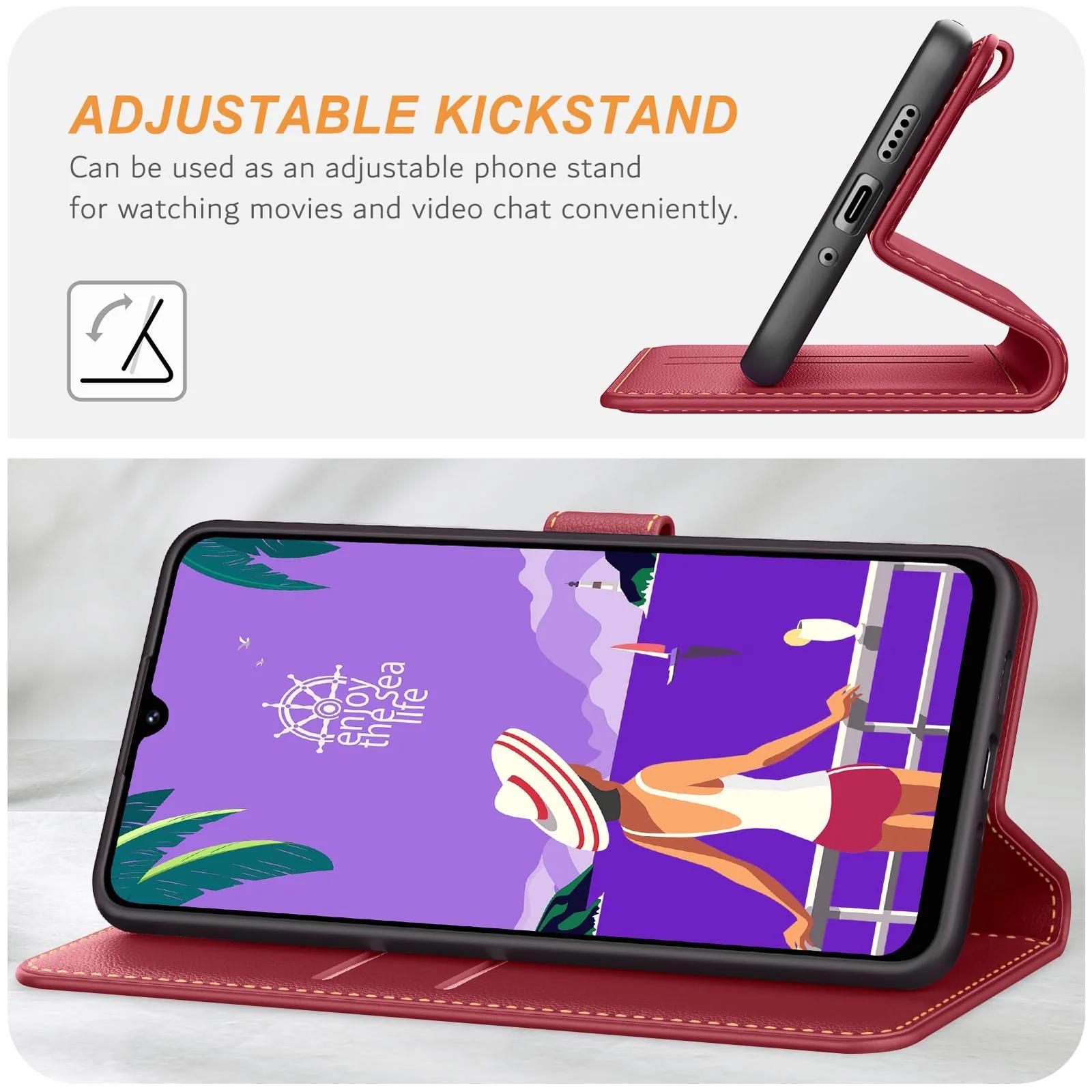 Ganbary nahkne klappkate Xiaomi Redmi 14C – elegantne kaitse – kasutusnäide