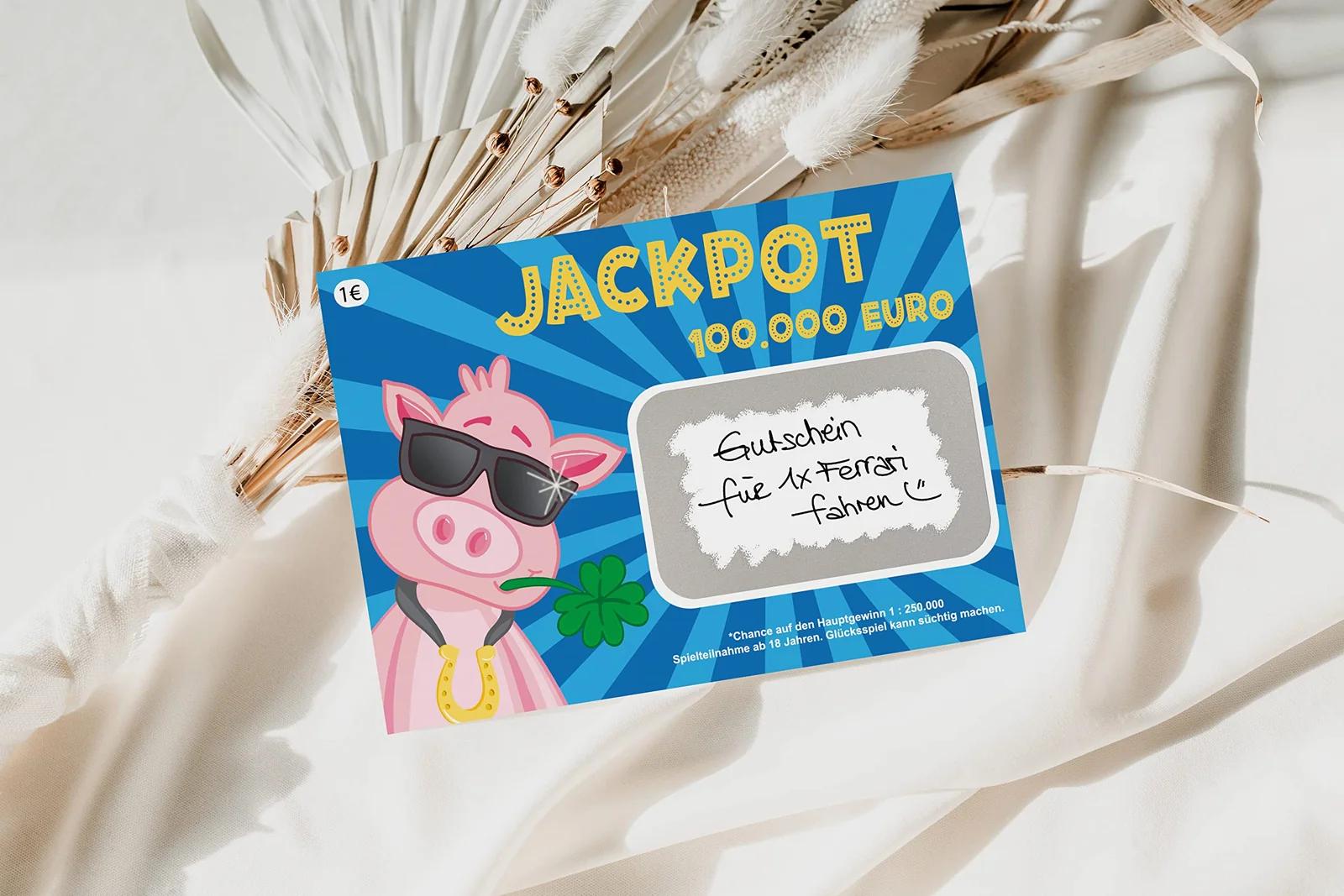 Joli Coon lõbus isikupärastatav Jackpot rubbelopea kaartide – kasutusnäide