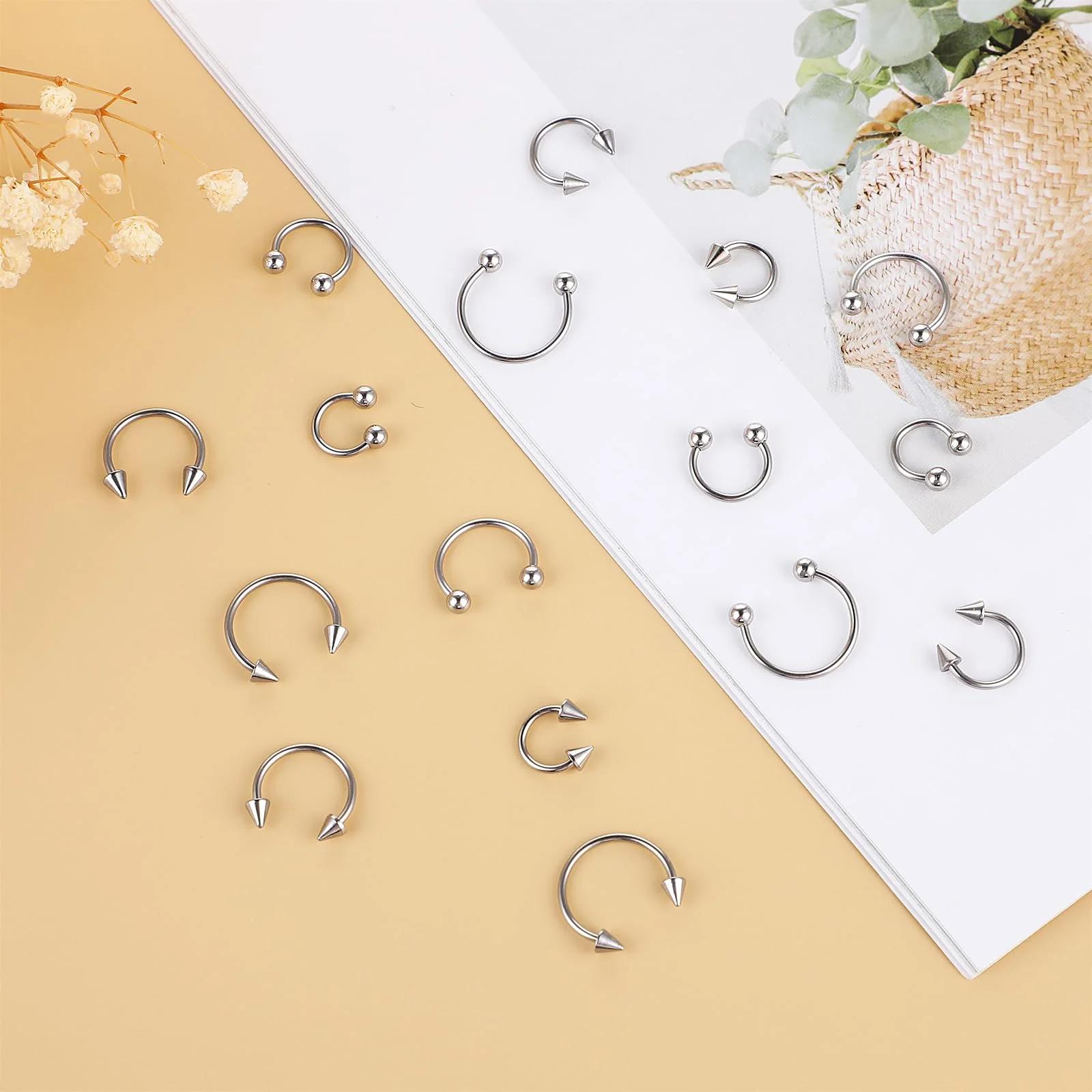Yolev roostevaba 16G hufeisenpiercing komplekt – mitmekülgne – pilt 7