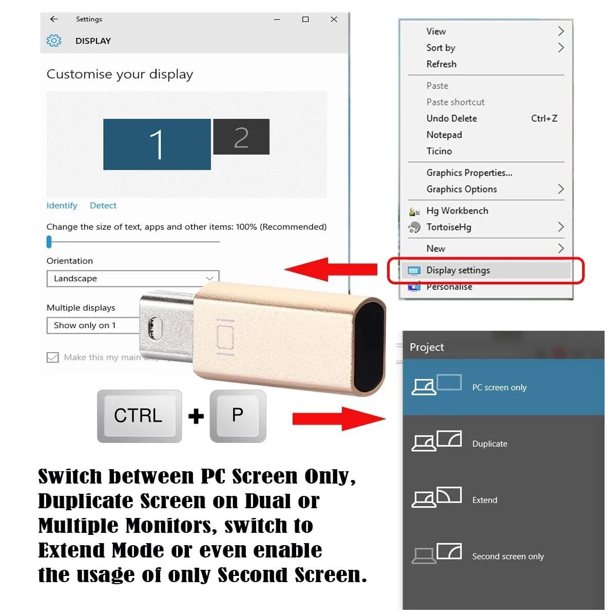 cablecc Mini DisplayPort virtuaalne adapter — kompaktne GPU-tugi – detailne vaade