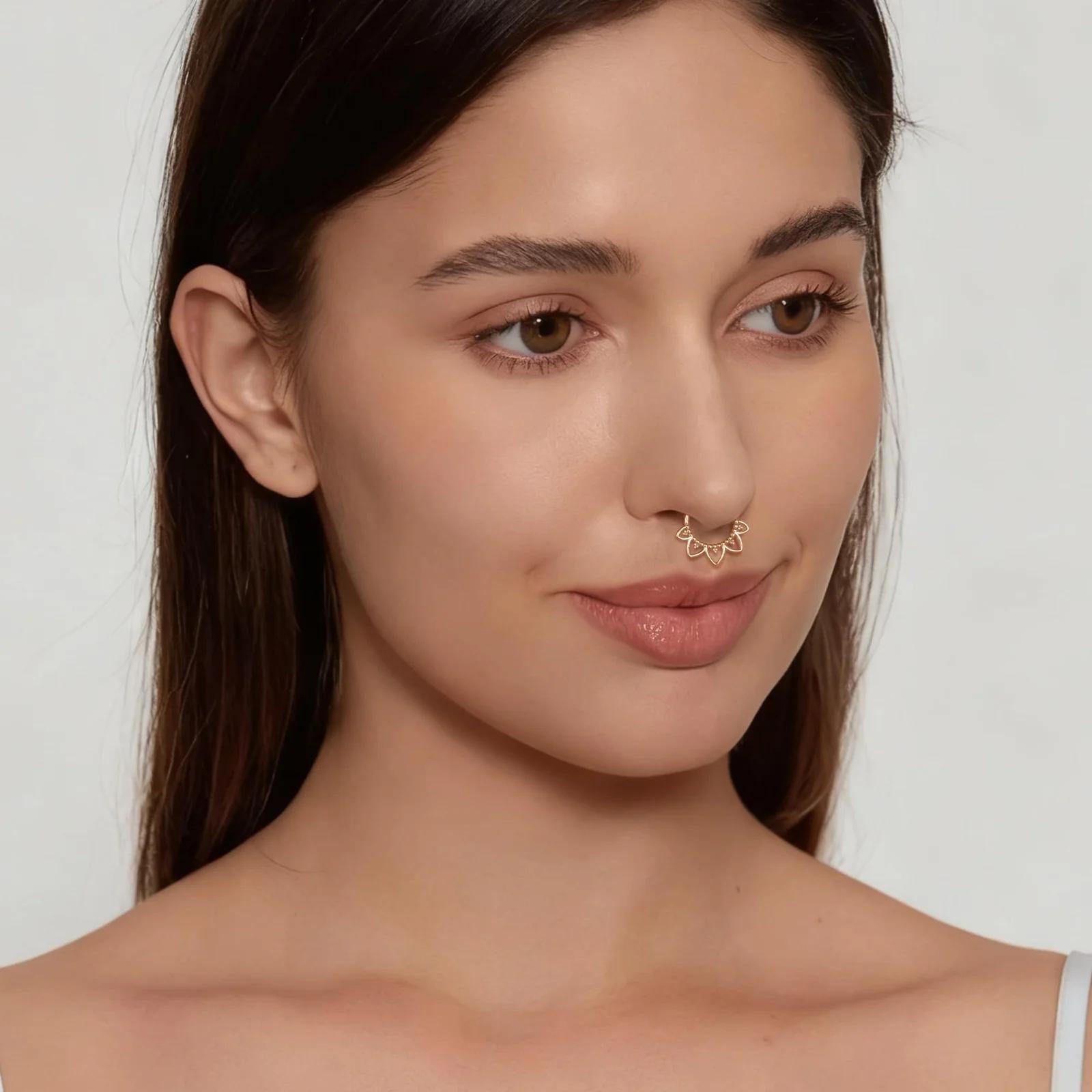 Lantine roosakuldne 16g lotus septum — nahasõbralik stiil – detailne vaade