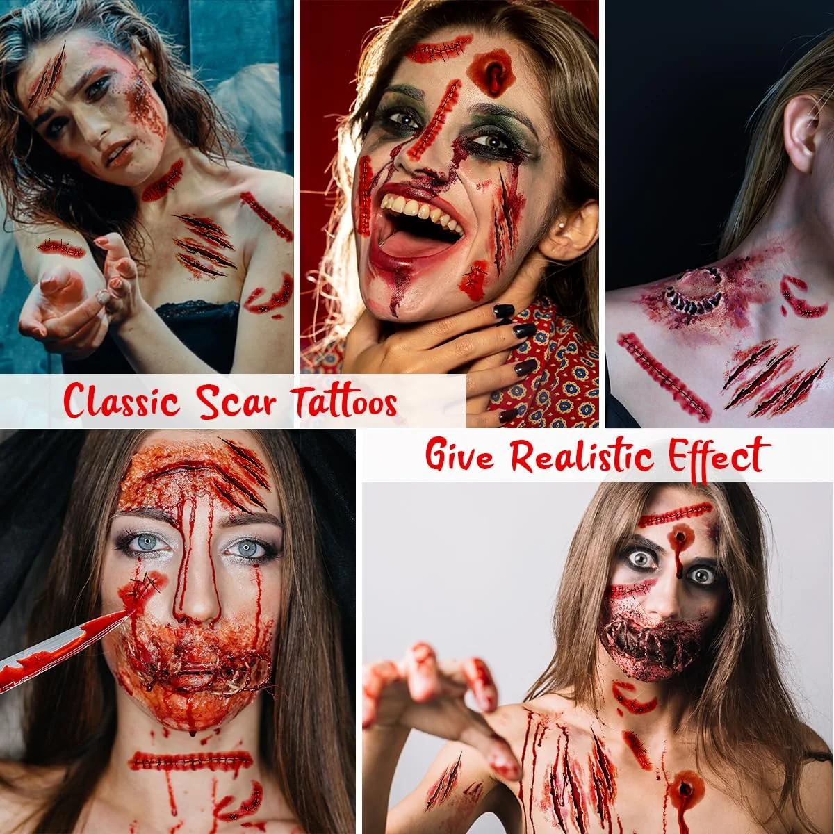 JOYEASE realistlik Halloween šokk-tätoveeringute komplekt (12 – kasutusnäide