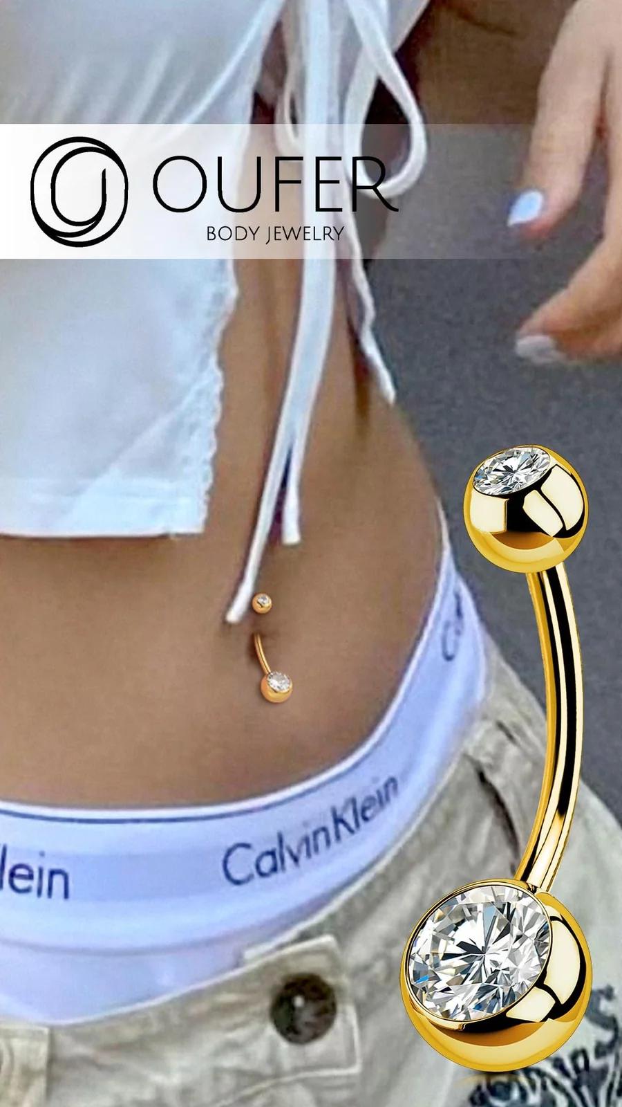 OUFER Body Piercing kuldne nabaehte – roostevaba ja mugav – pilt 6