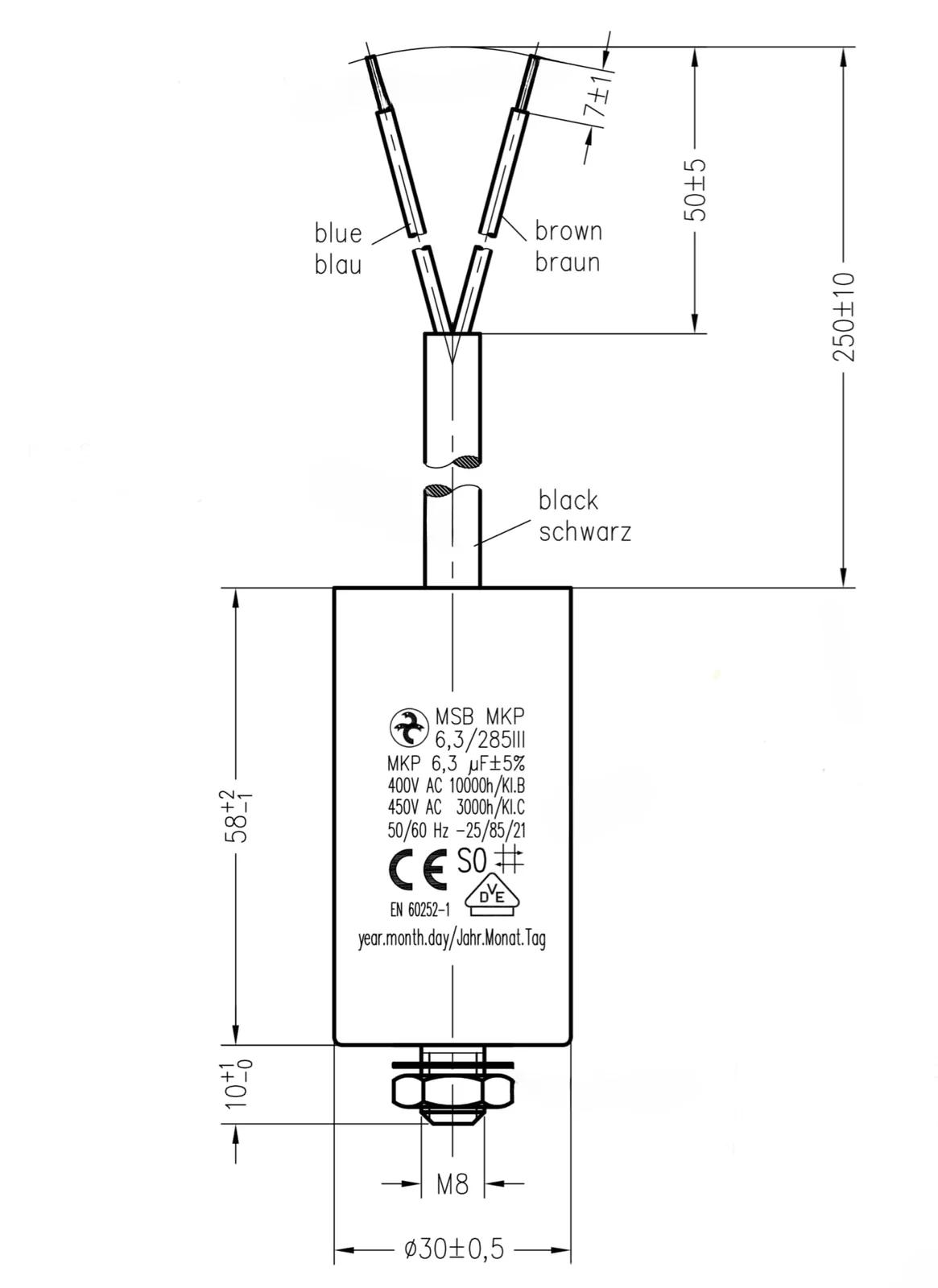 LORTECH vastupidav motor-kondensaator 450V – kompaktne asendus – lisavaade