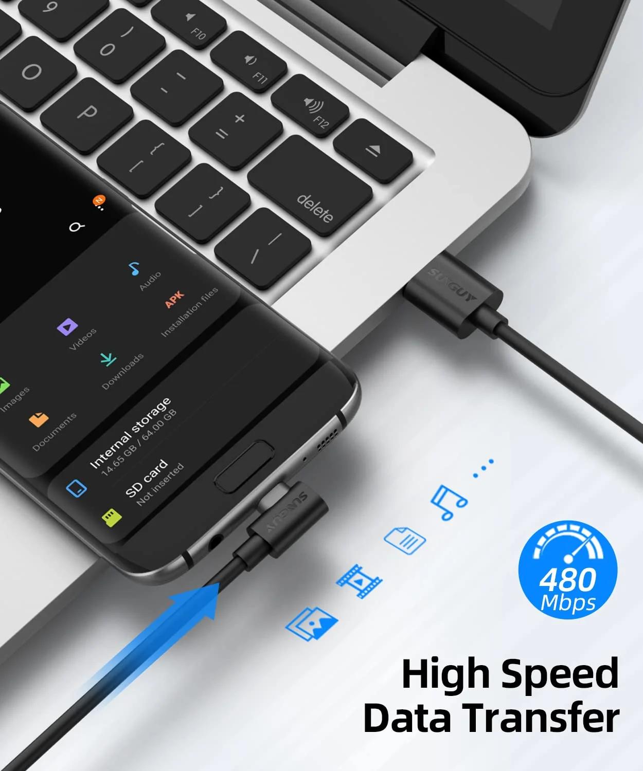 SUNGUY vastupidav 90° Micro USB kaabel – kompaktne laadimine – pilt 6