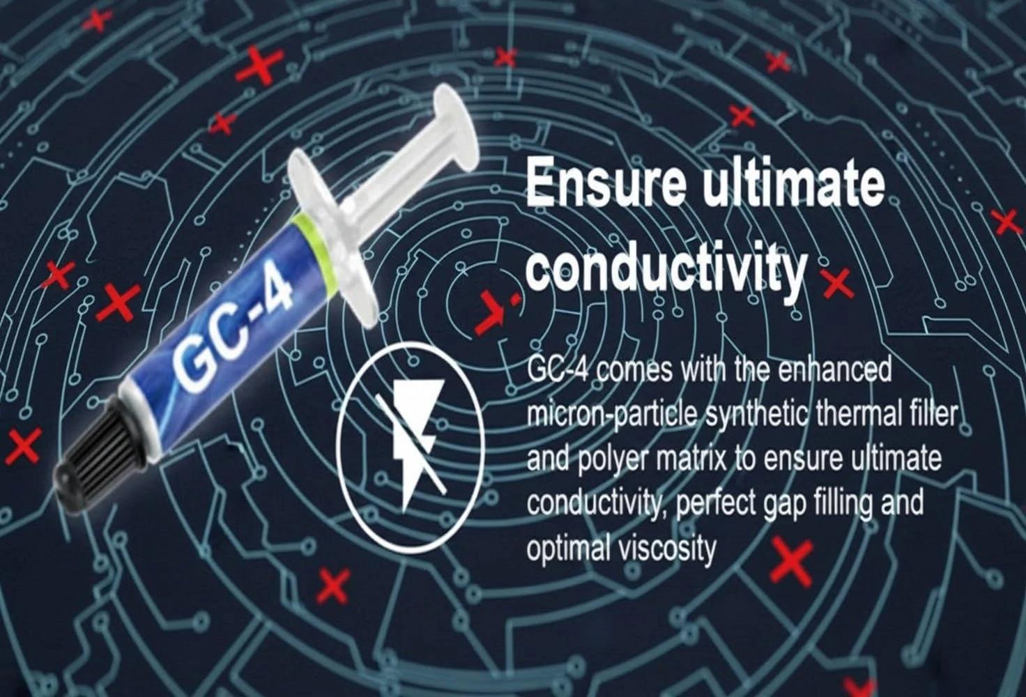 Gelid Solutions termopasta GC-4 – kõrge soojusiirde efektiivsus – pakend ja tarvikud