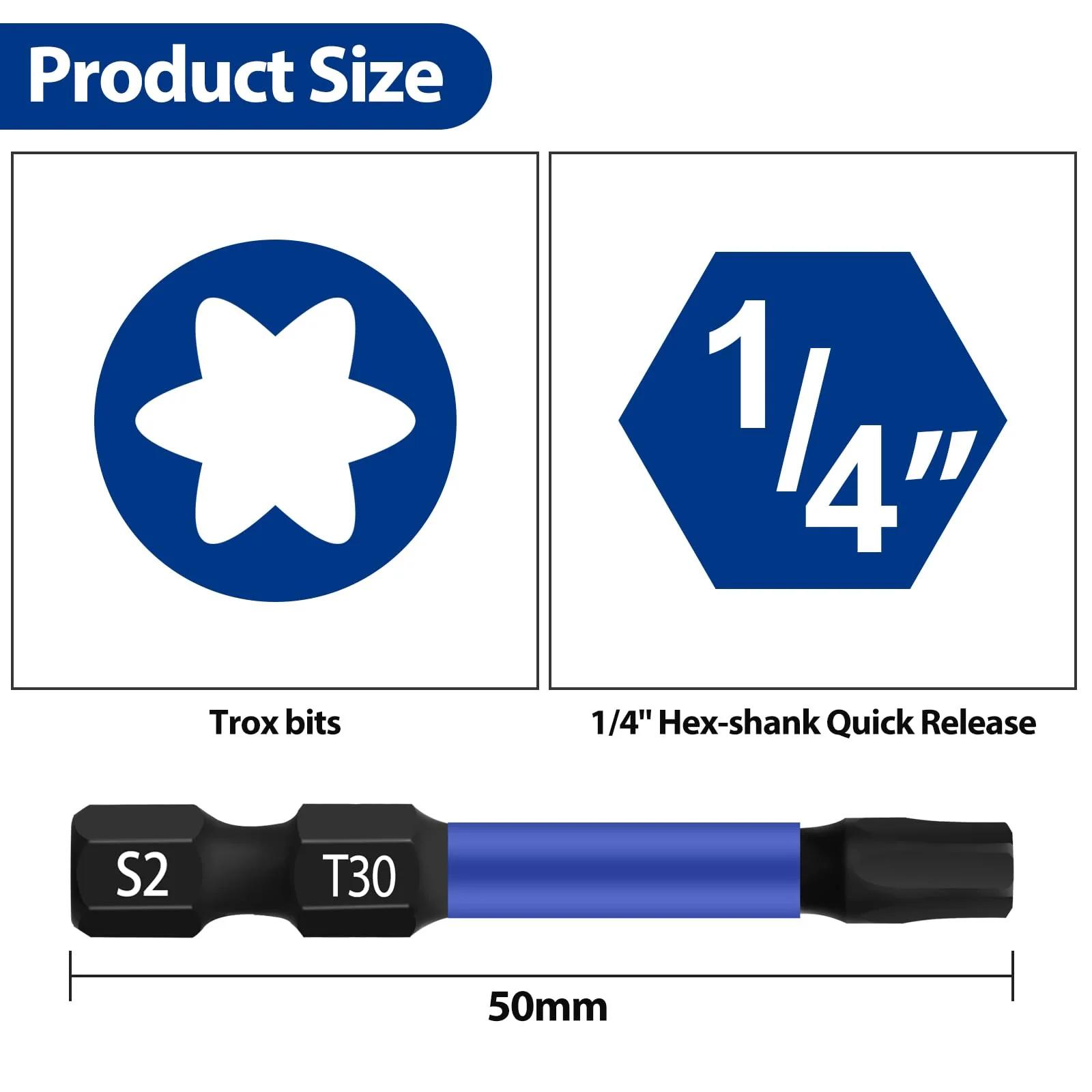 HPHOPE T30 S2-terasest Torx-bitid 50 mm, 10 tk komplekt – pakend ja tarvikud